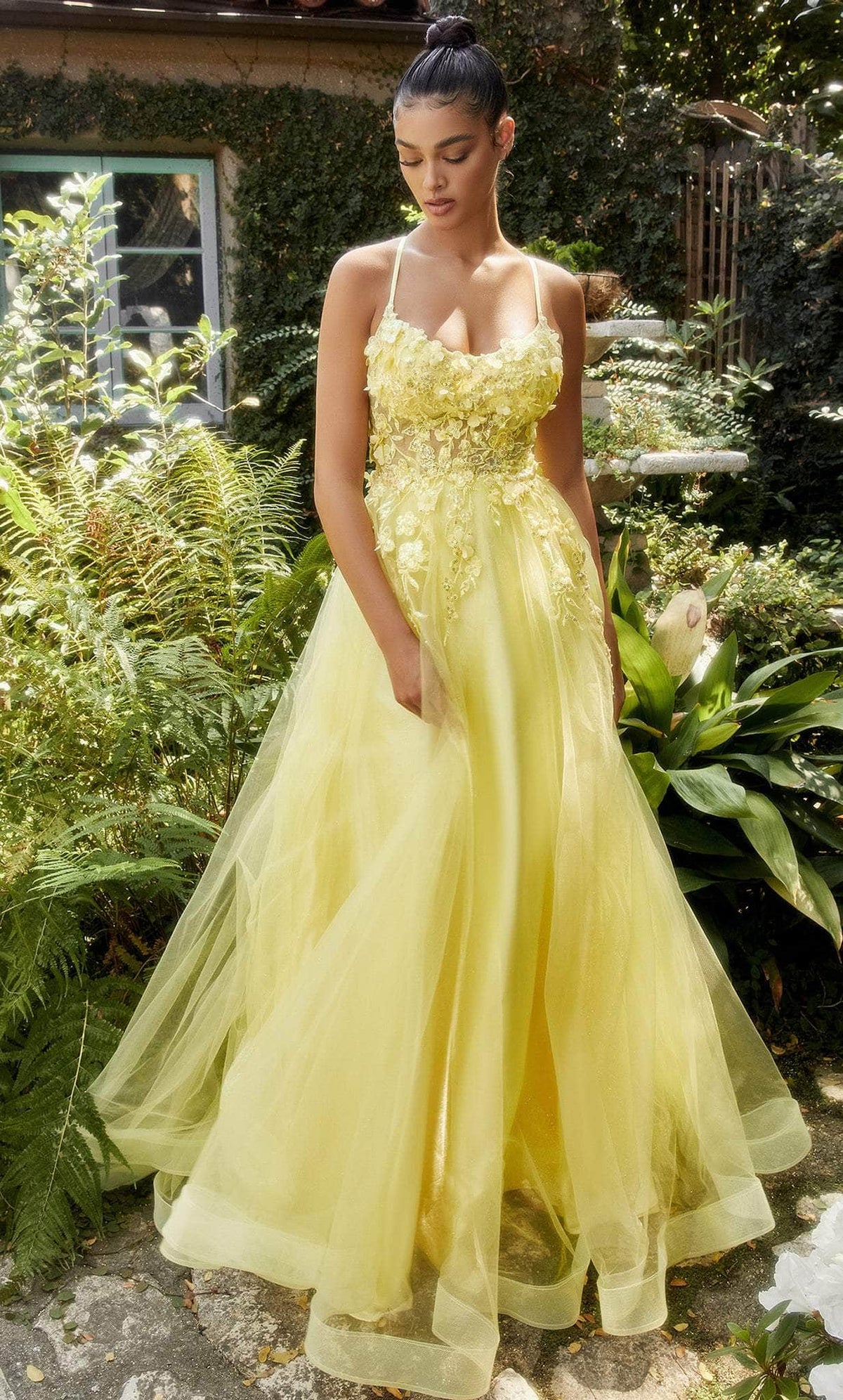 Andrea and Leo A1142 - Scoop Floral Appliqued Prom Gown - view 12