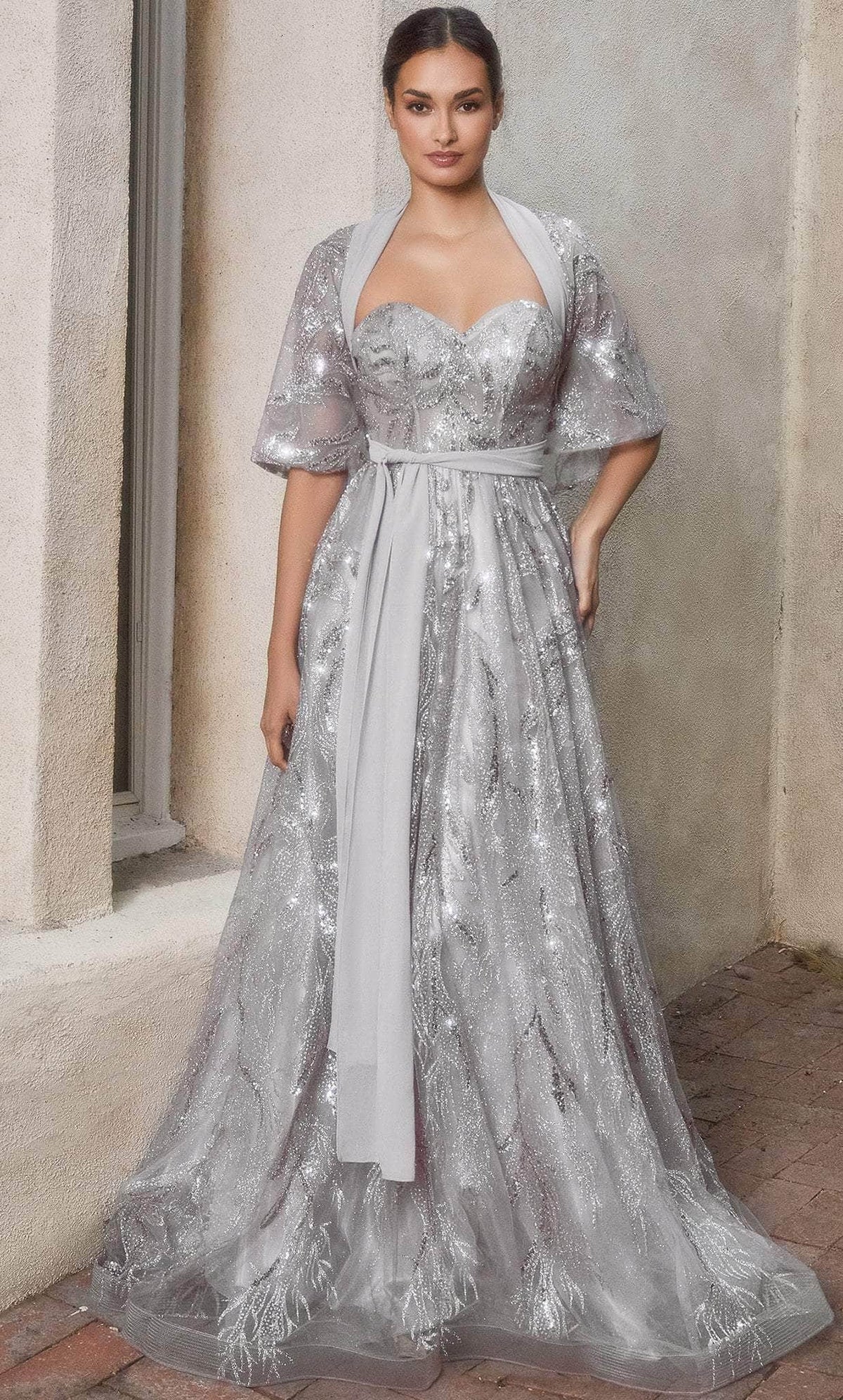 Andrea and Leo A1174 - Strapless Beaded Ballgown With Shawl - view 5