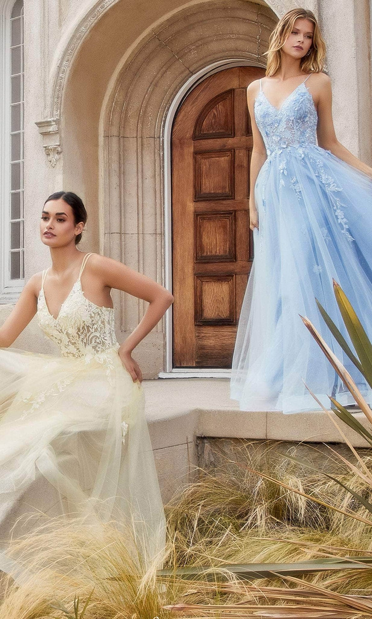 Andrea and Leo A1191 - Floral Embroidered Prom Gown - detail view
