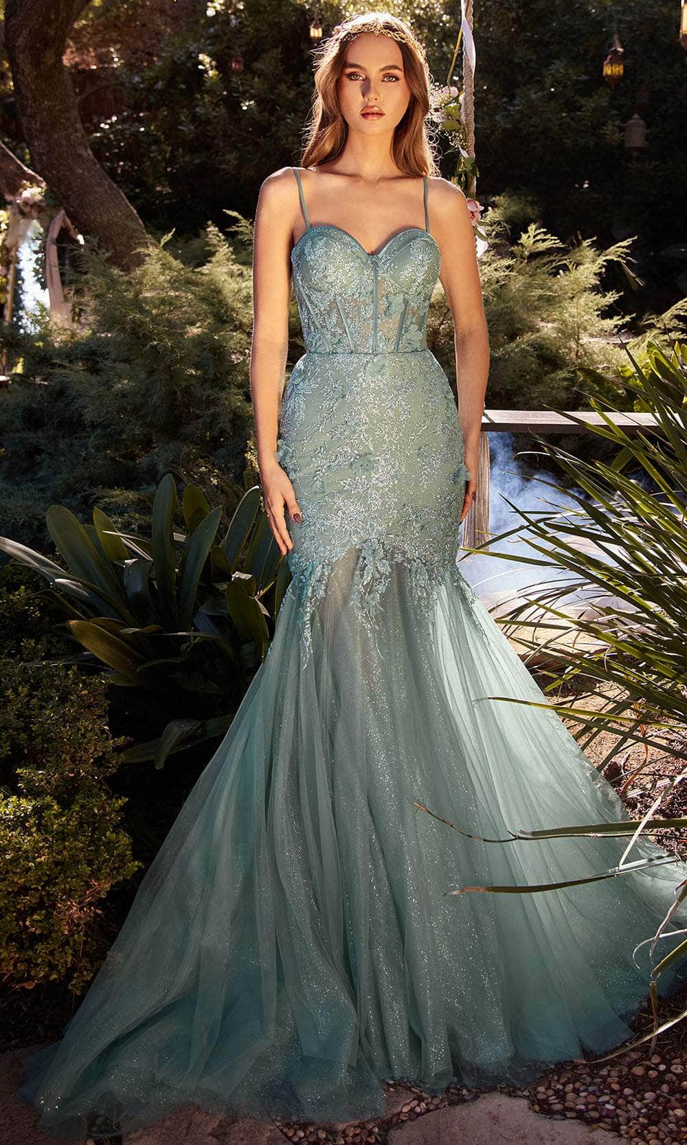 Andrea and Leo A1232 - Lace Applique Gown - detail view
