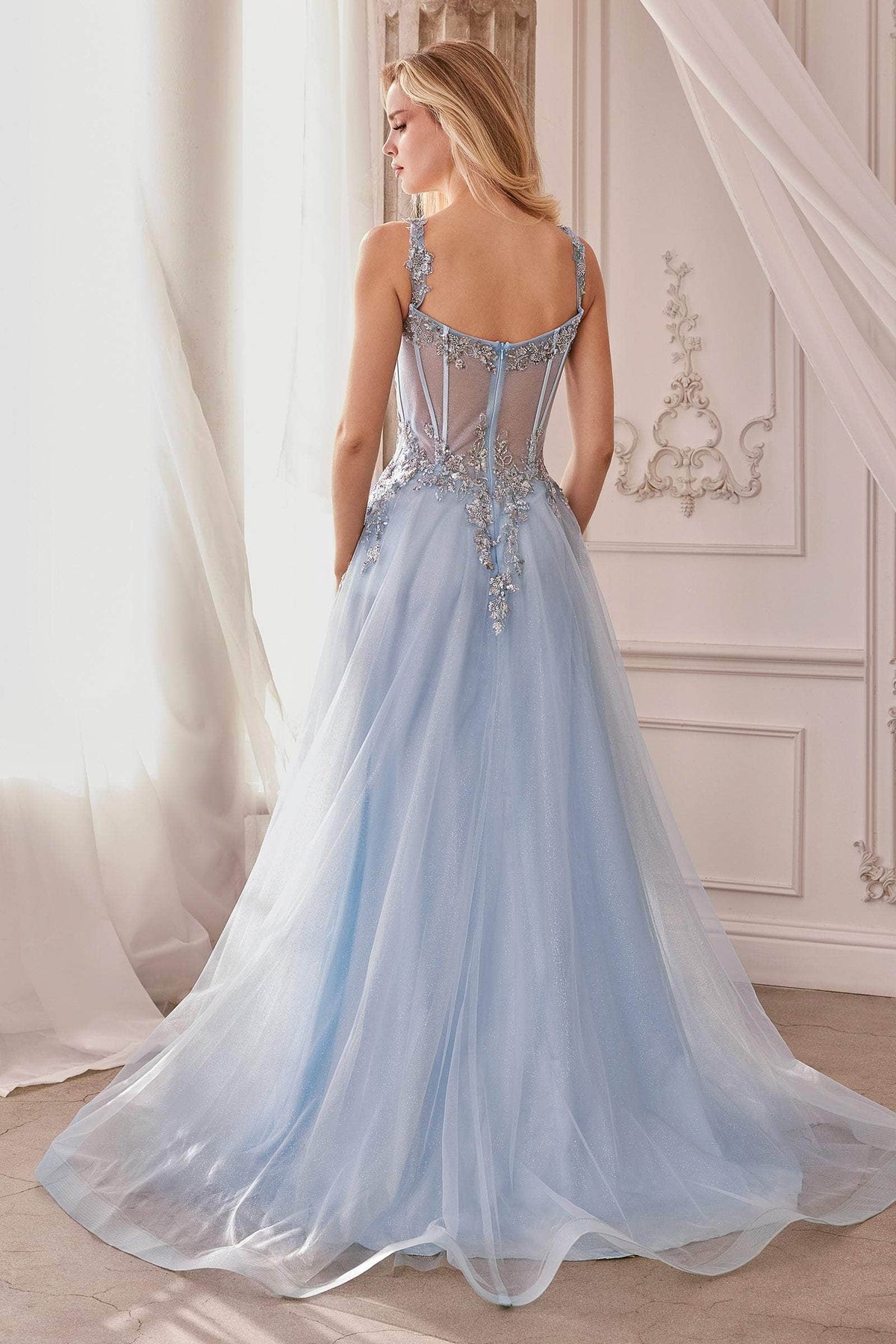 Andrea and Leo A1258 - Floral Beaded Corset Gown - back view