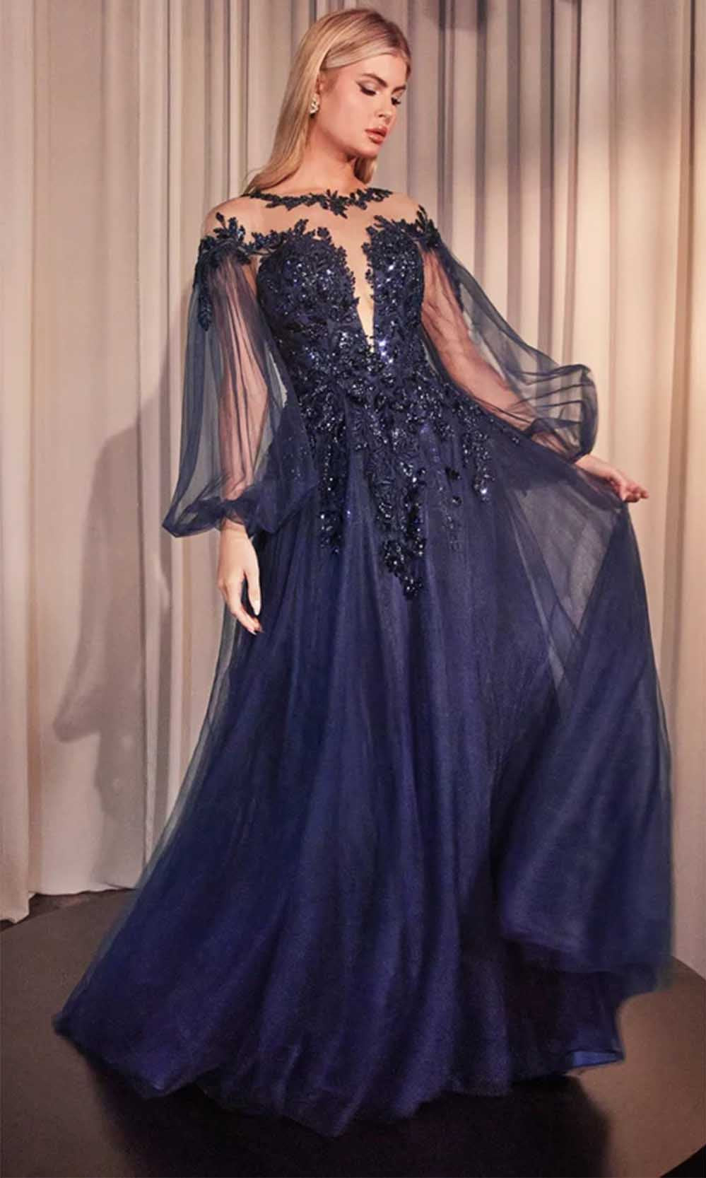 Andrea and Leo A1263 - Bishop Sleeve Evening Gown - detail view