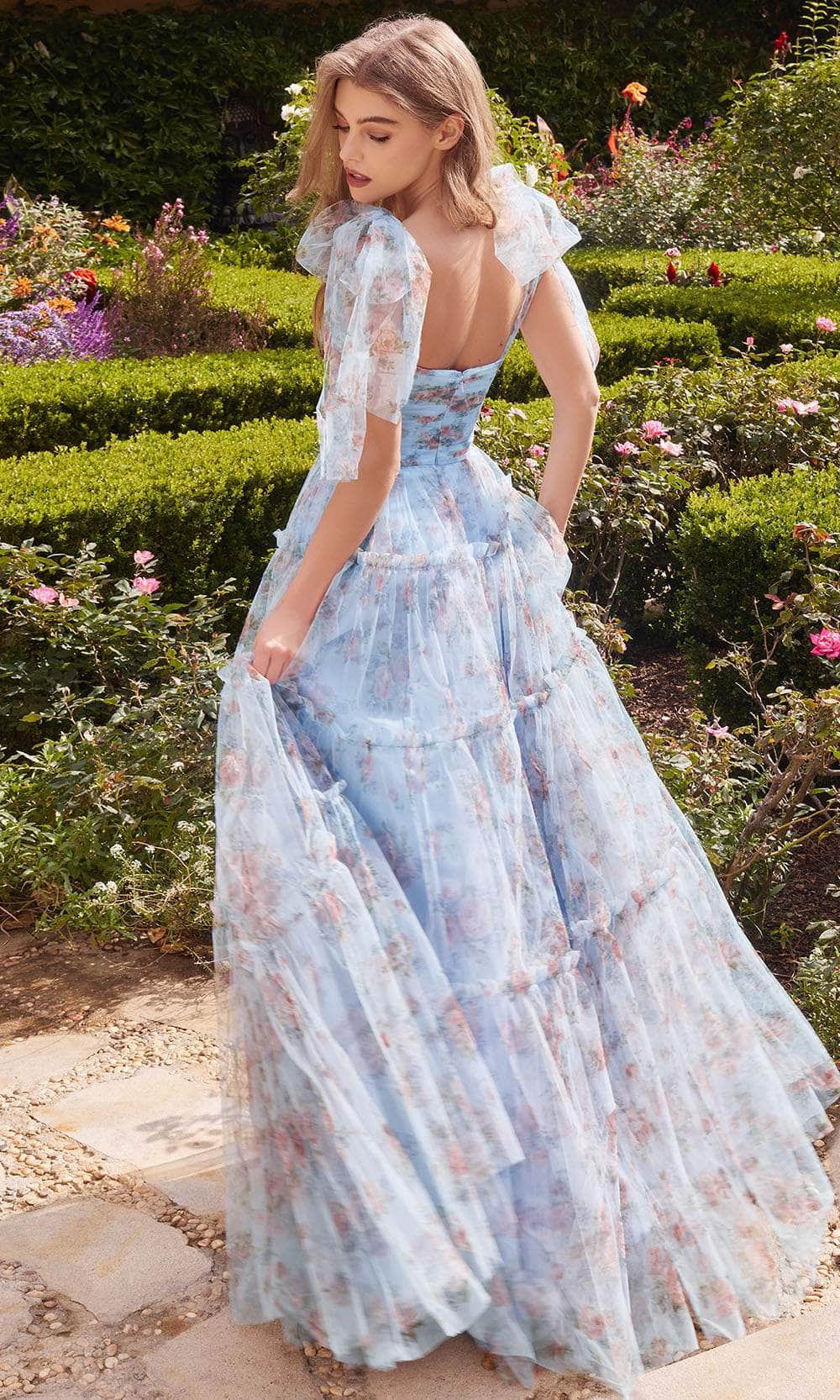Andrea and Leo A1332 - Bow Tulle Straps Evening Dress - back view