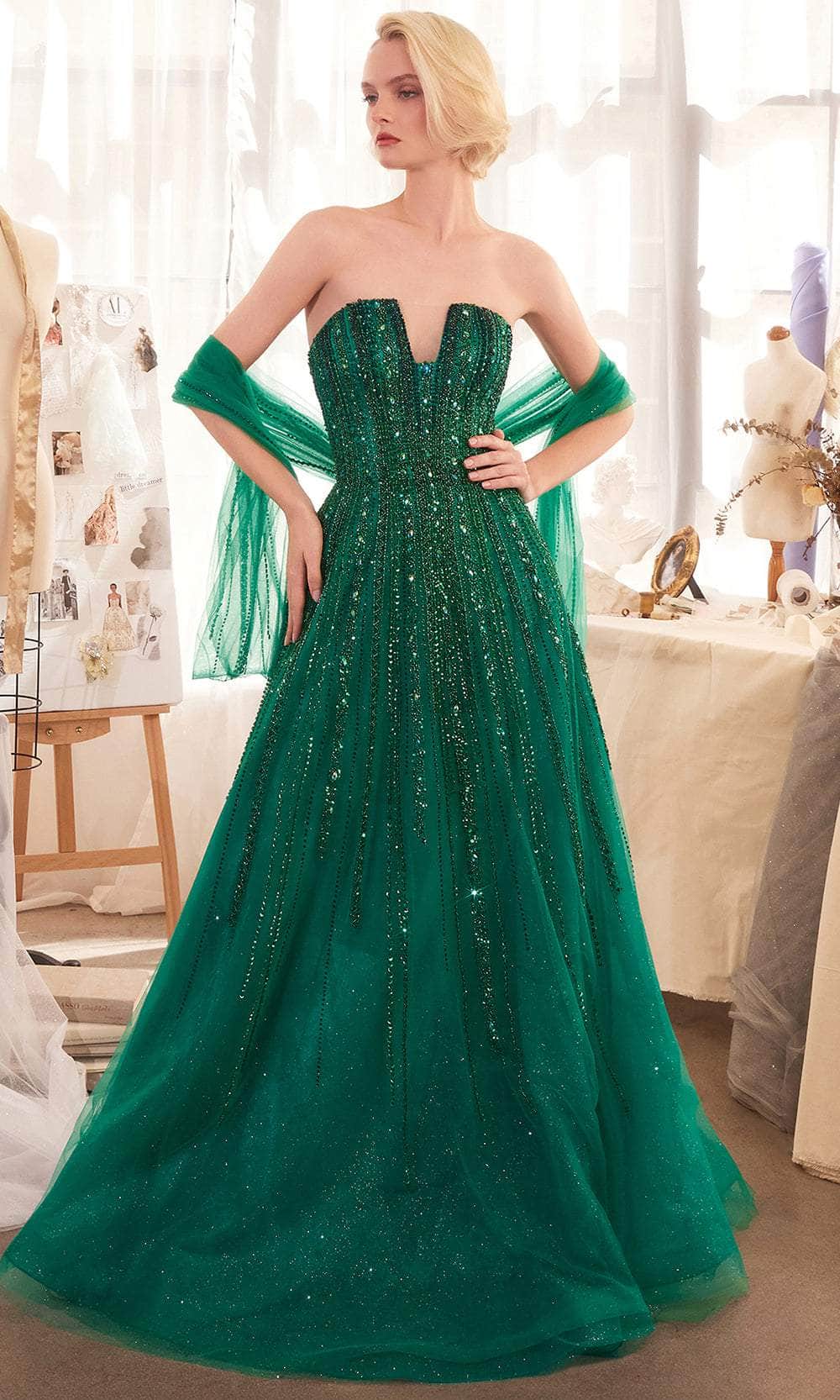 Andrea and Leo A1369 - A-Line Skirt Beaded Tulle Prom Gown - designer prom dress at Silhouette Dresses