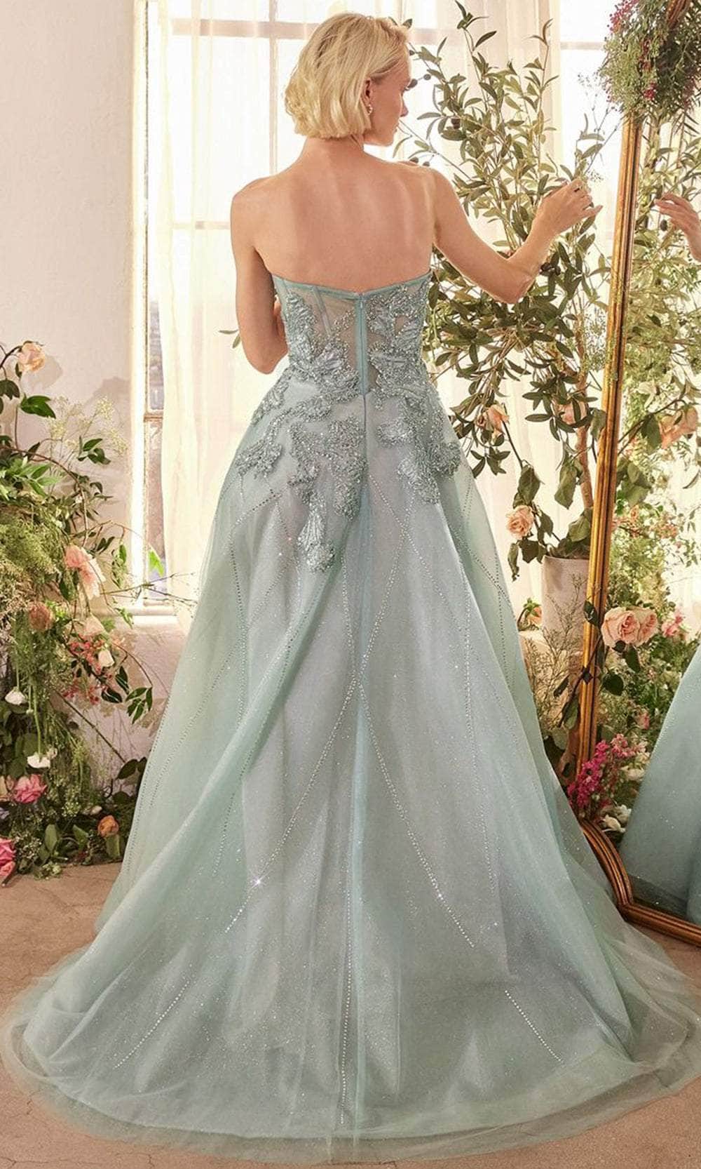Andrea and Leo A1387 - Beaded Applique Sweetheart Evening Gown - back view