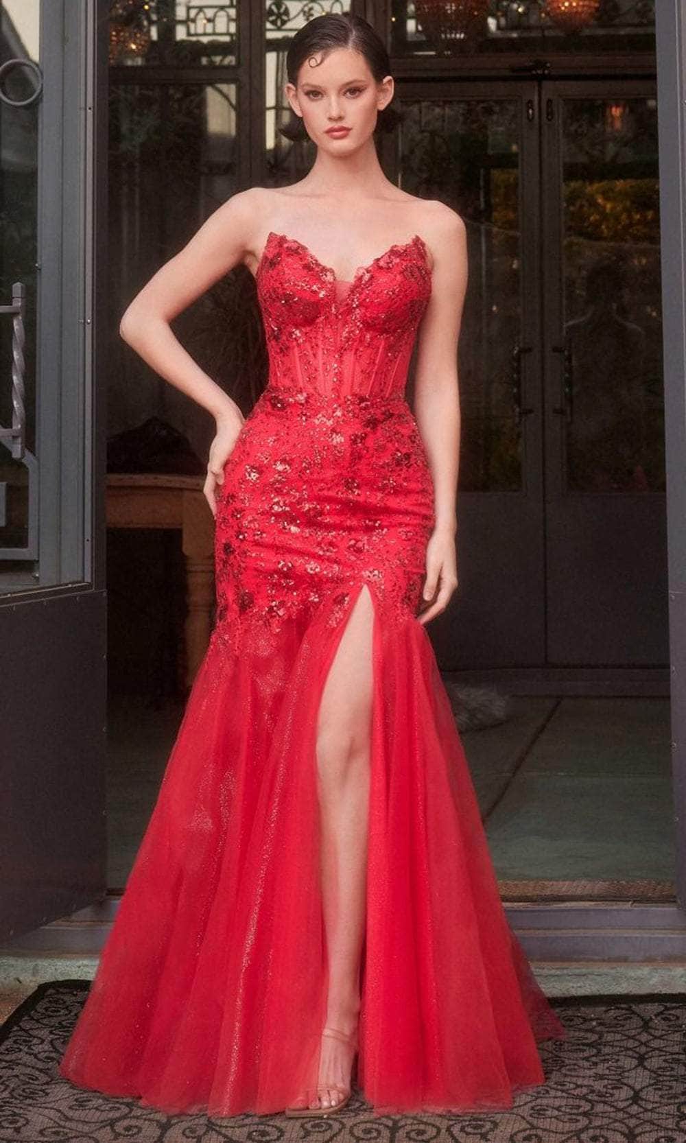 Andrea and Leo A1388 - Strapless Sequin Floral Evening Gown - back view