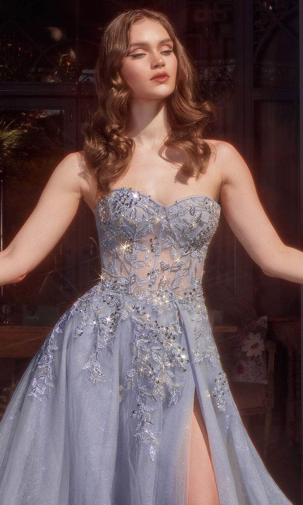 Andrea and Leo A1415 - Beaded Applique Sheer Sweetheart Ballgown - view 5