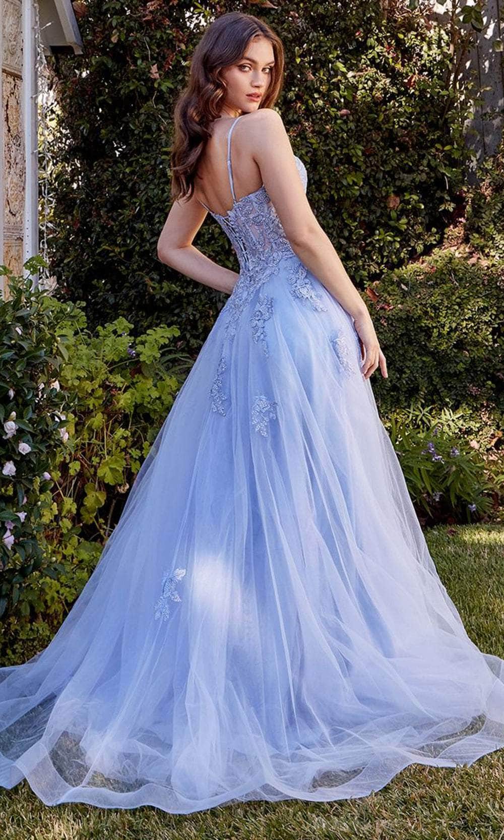 Andrea and Leo A1417 - Spaghetti Straps Embroidered Bodice Evening Gown - back view