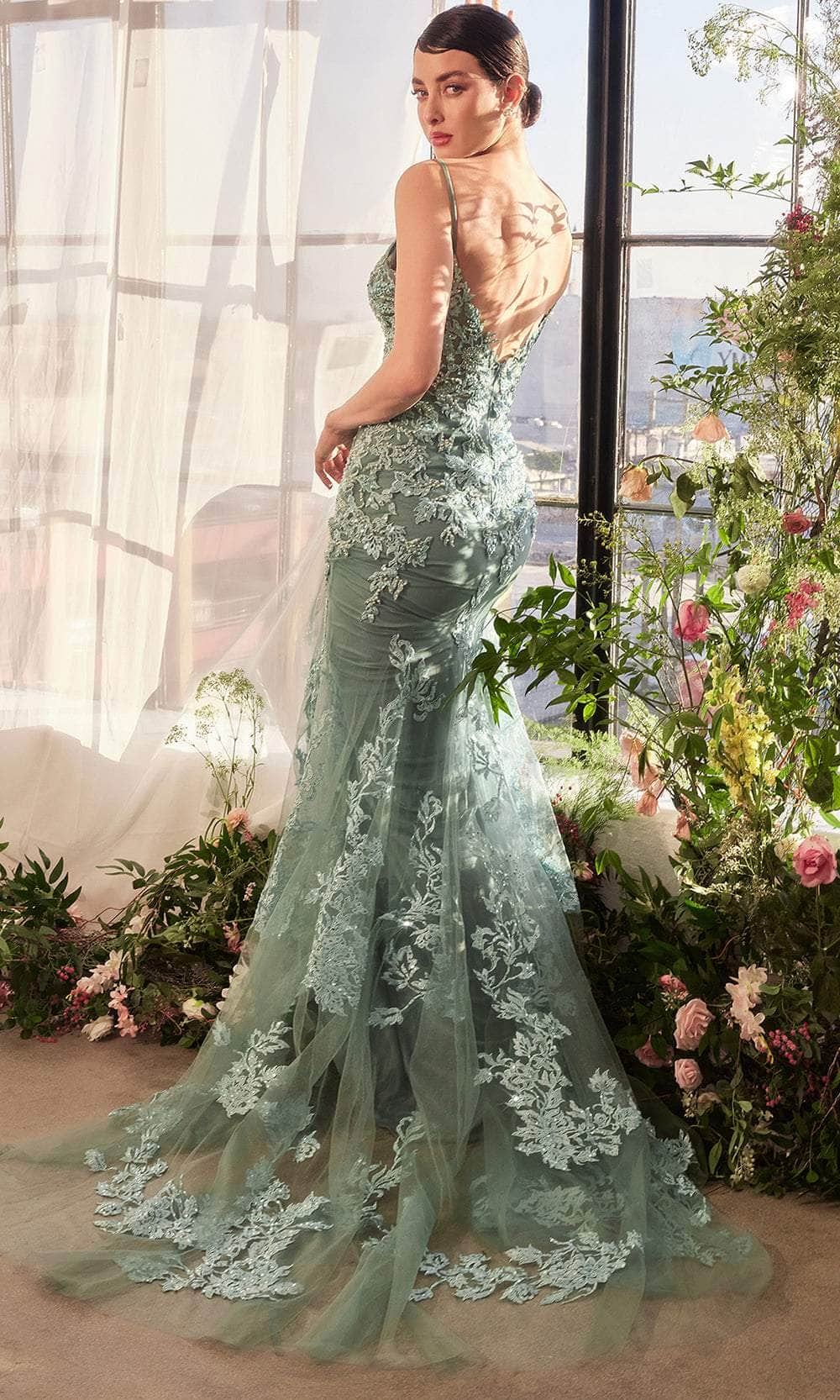 Andrea and Leo A1421 - V-Neck Beaded Embroidered Prom Gown - detail view