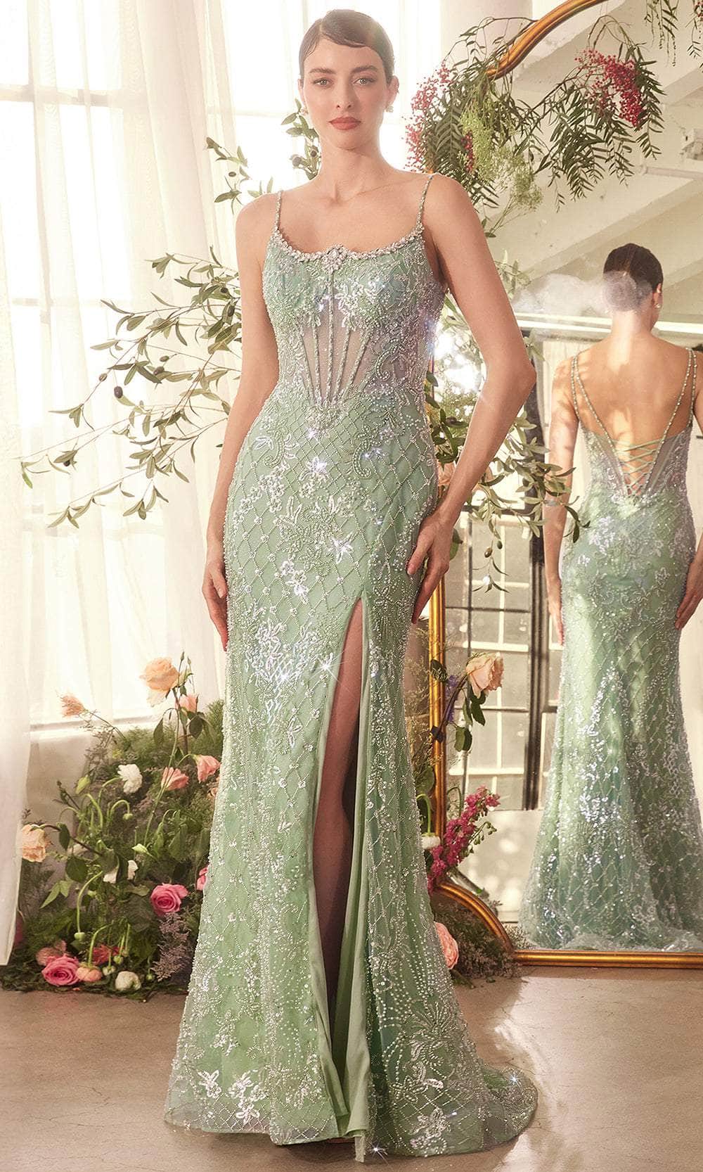 Andrea and Leo A1470 - Jeweled Bodice Spaghetti Straps Prom Gown - back view