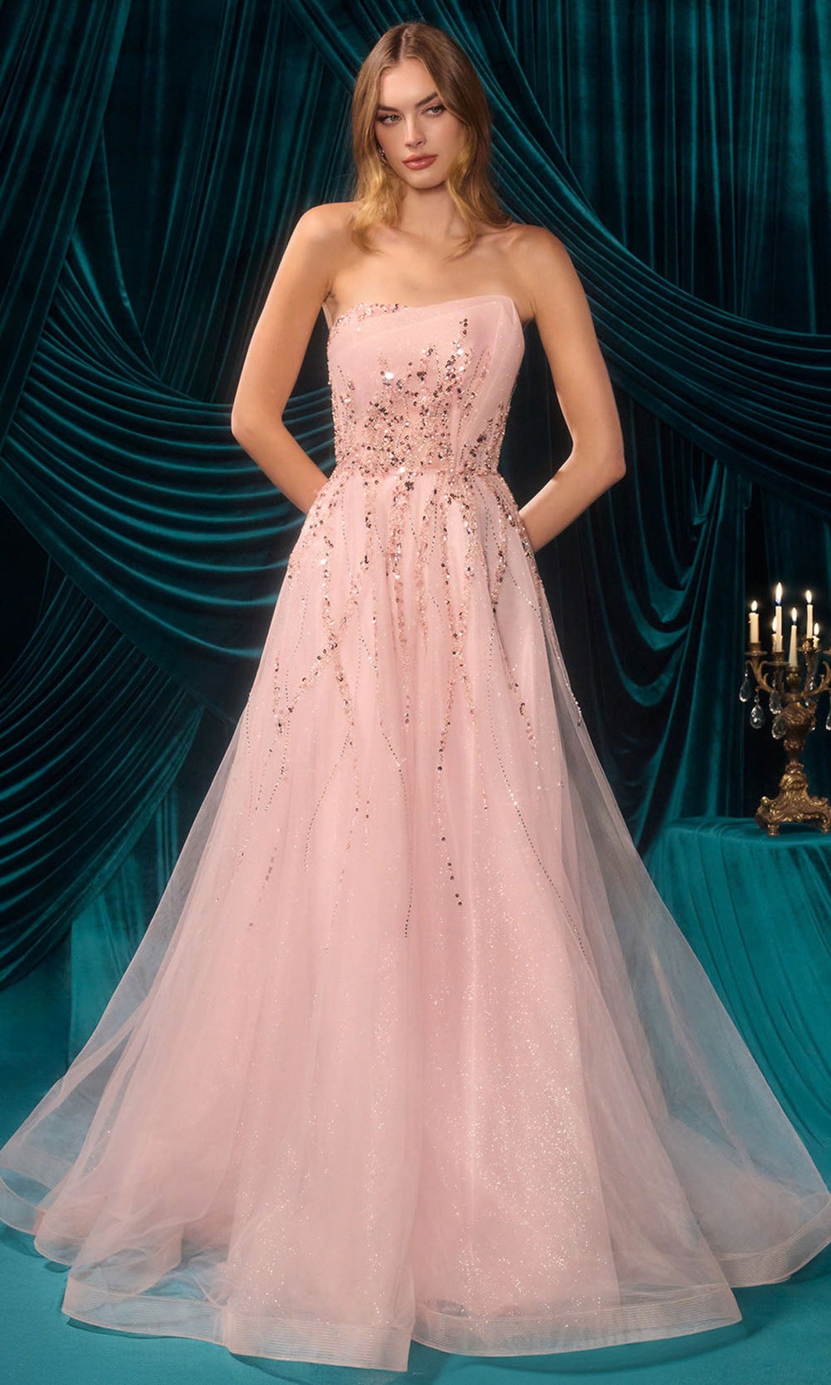 Andrea and Leo A1491 - Beaded A-Line Skirt Evening Gown