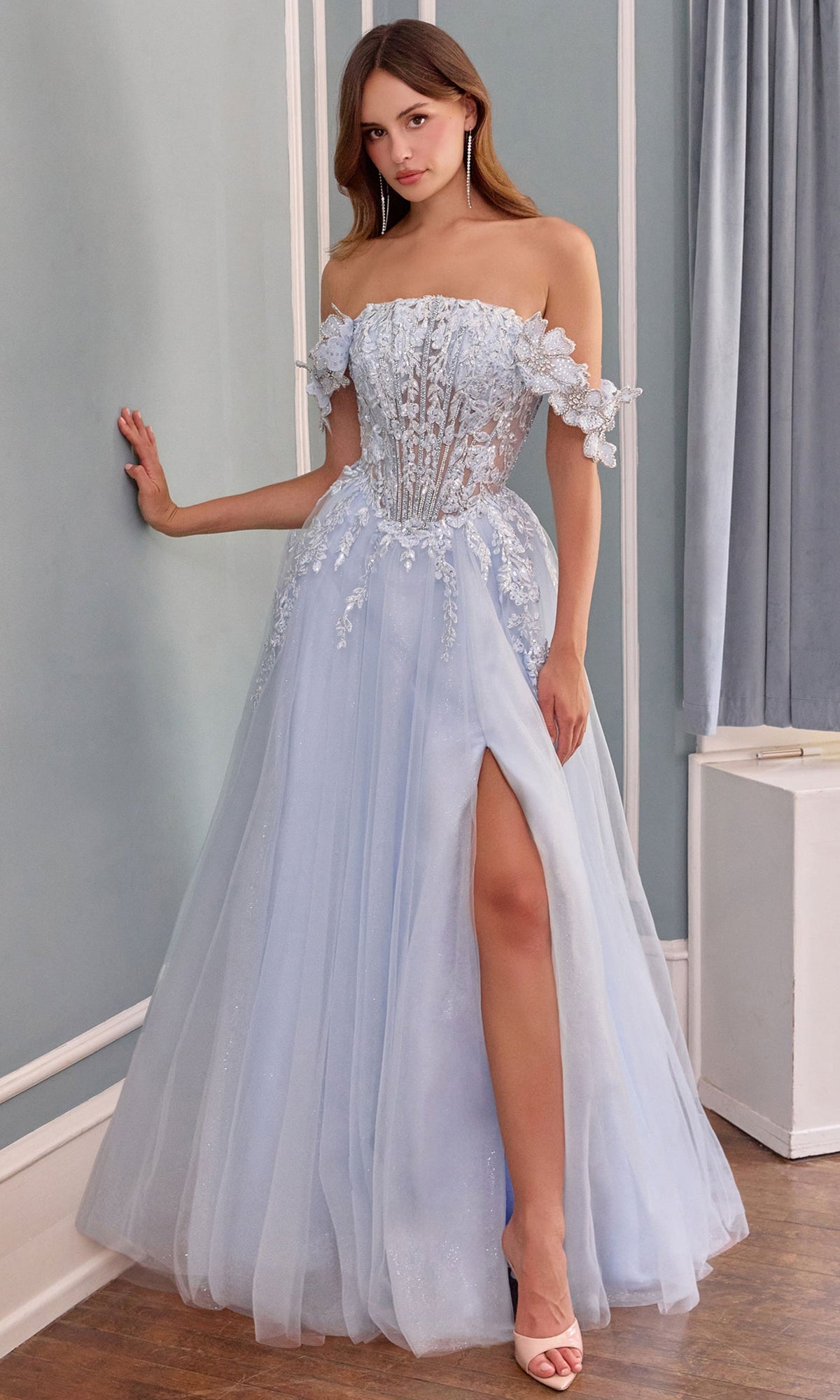 Andrea and Leo A1512 Embroidered Illusion Corset Dress