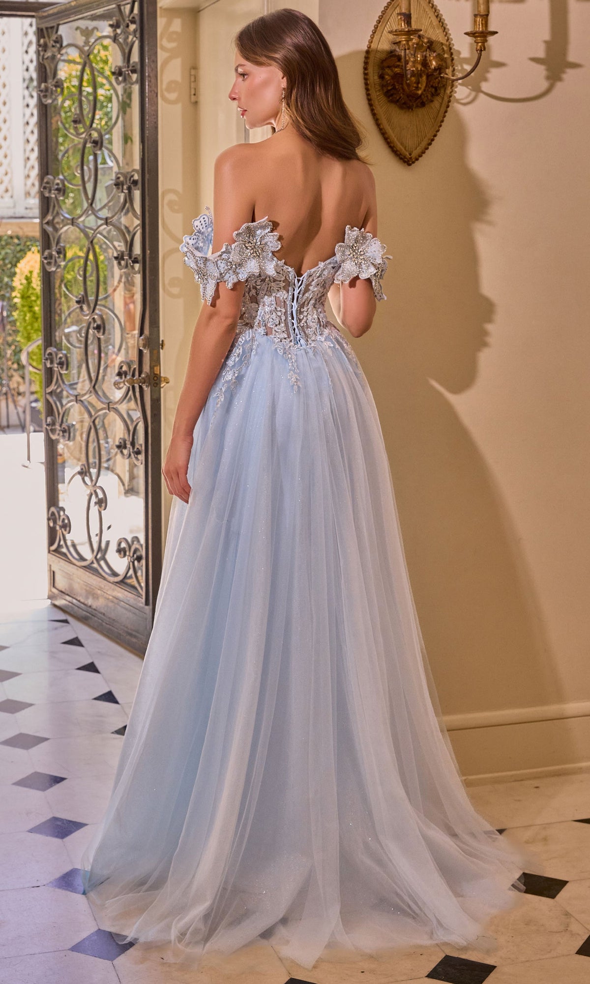 Andrea and Leo A1512 Embroidered Illusion Corset Dress