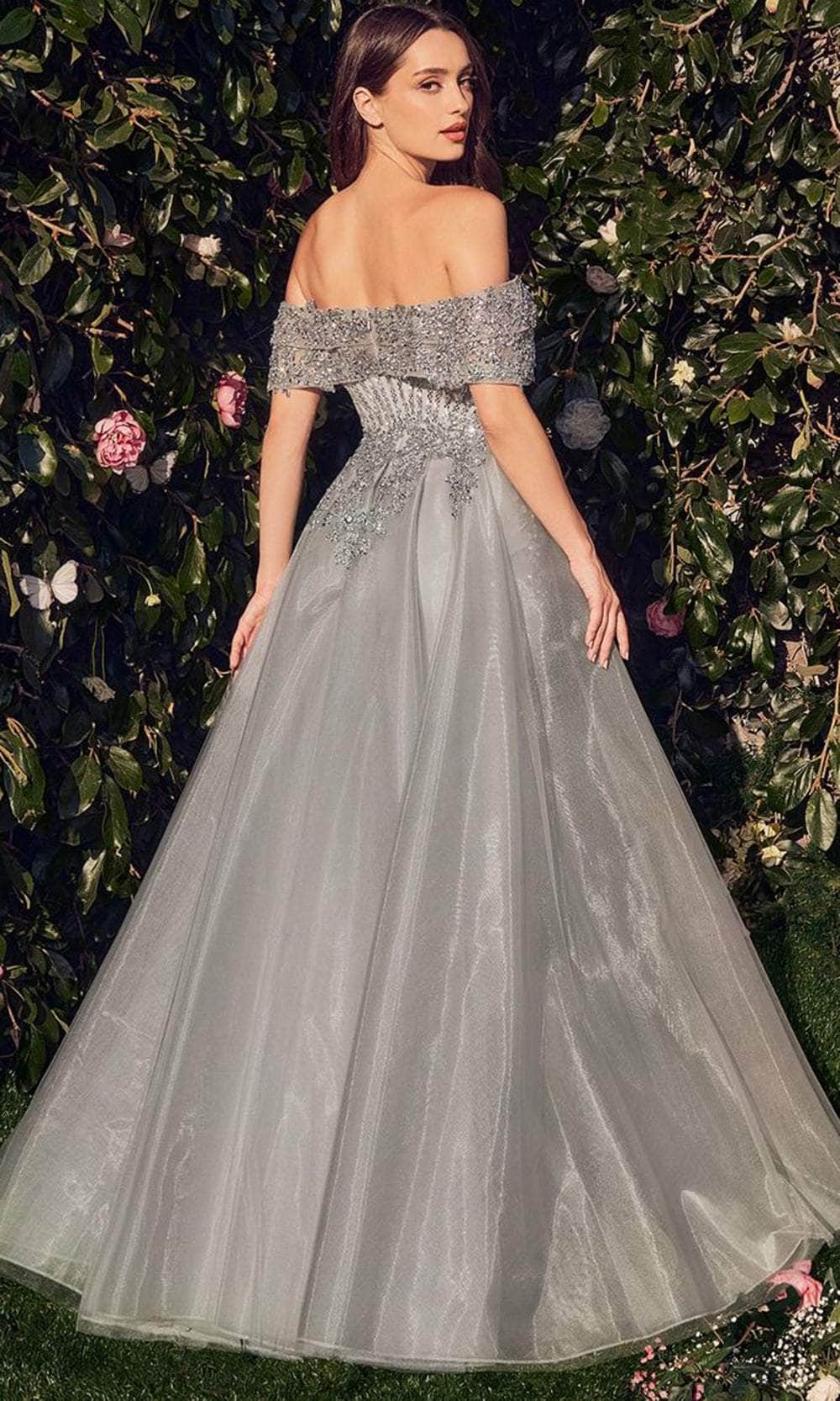 Andrea and Leo MA103 - Off Shoulder Applique Long Gown - back view