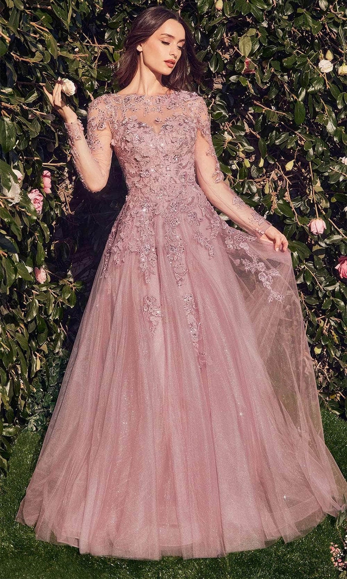 Andrea and Leo MA108 - Illusion Long Sleeve Evening Gown