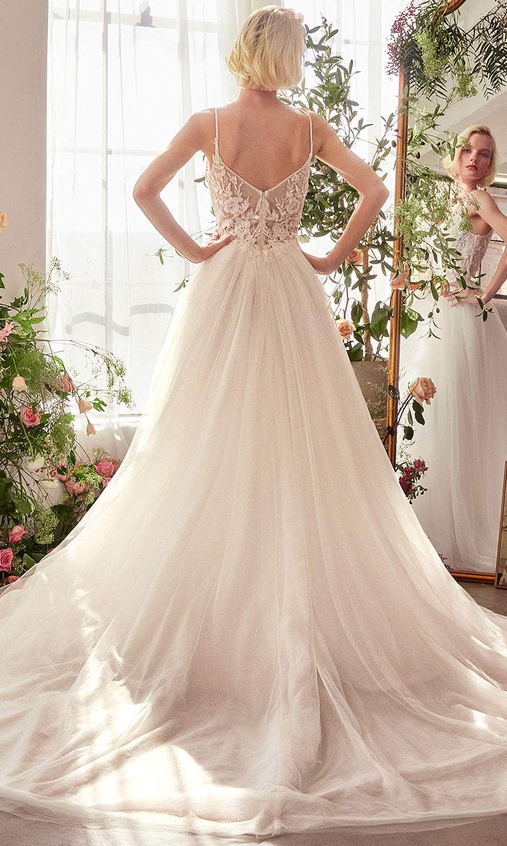 Andrea and Leo WL029 - Floral Lace Applique Deep V-Neck Bridal Gown - back view