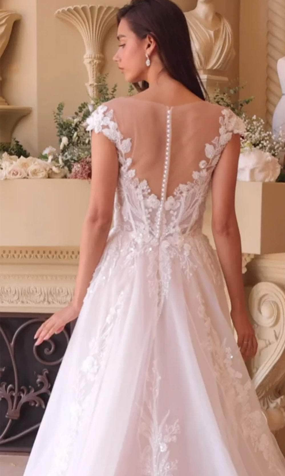Andrea and Leo WL038 - Illusion Bateau A-Line Bridal Gown - back view