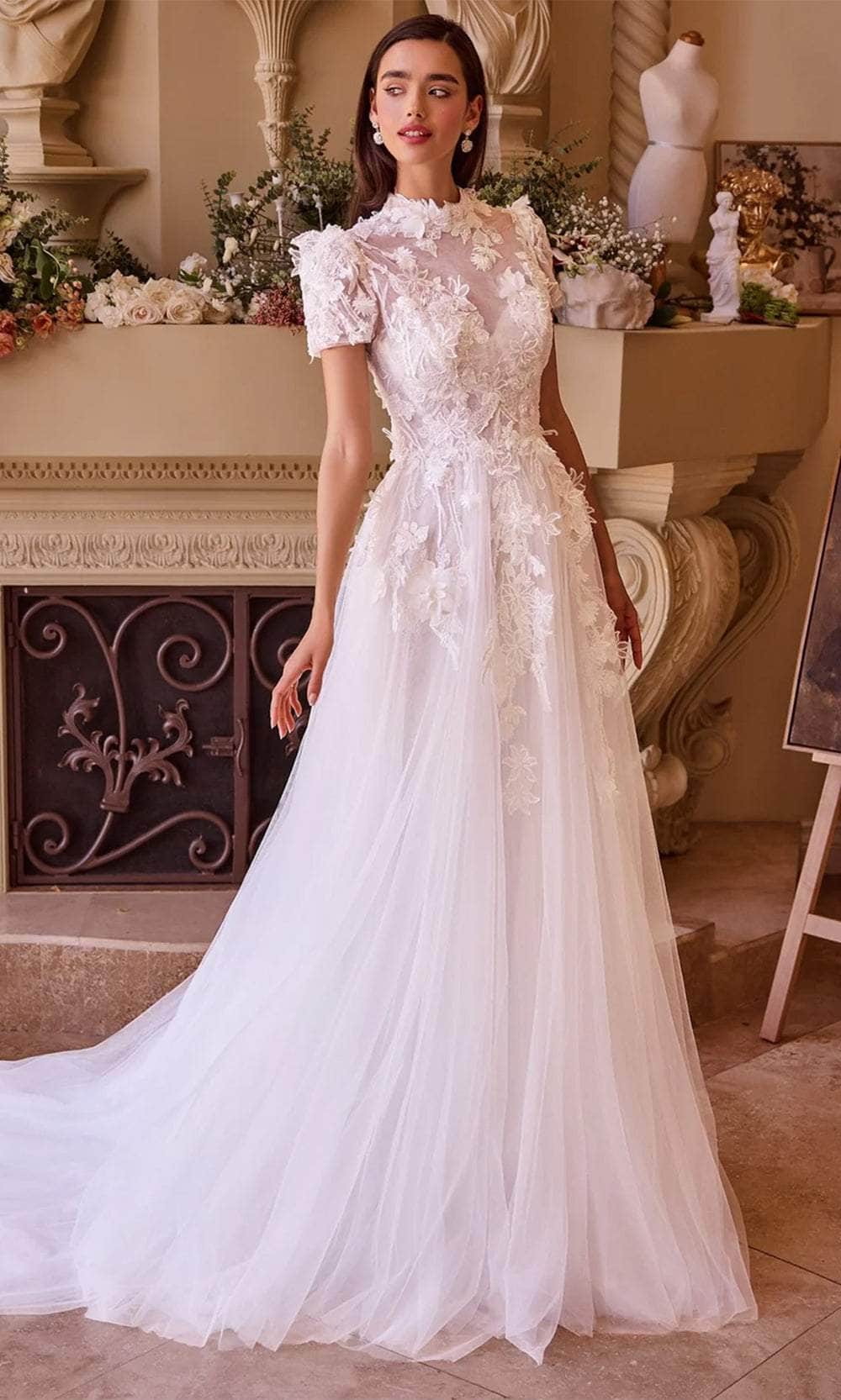 Andrea and Leo WL040 - High Neck Applique Bridal Gown - designer wedding dress at Silhouette Dresses