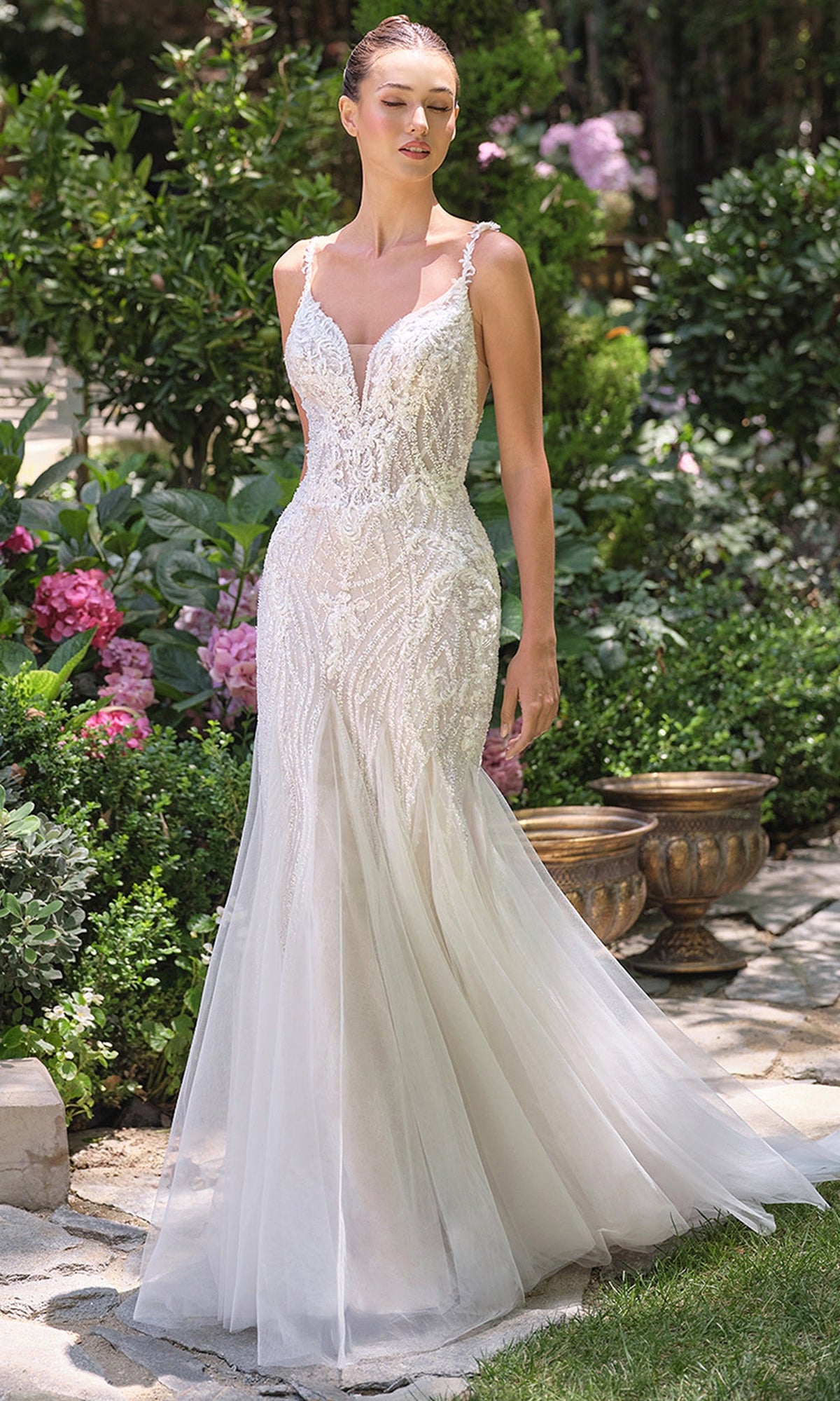 Andrea and Leo WL066 - Beaded Tulle Mermaid Bridal Gown