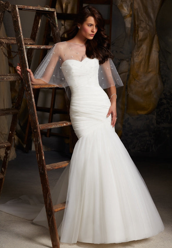 Asymmetrically Draped Net Morilee Bridal Wedding Dress by Morilee
