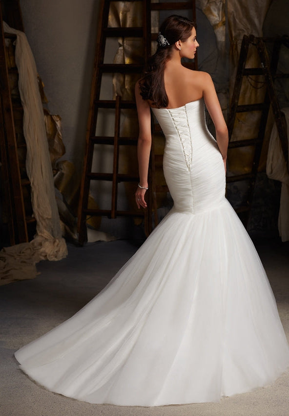 Asymmetrically Draped Net Morilee Bridal Wedding Dress by Morilee