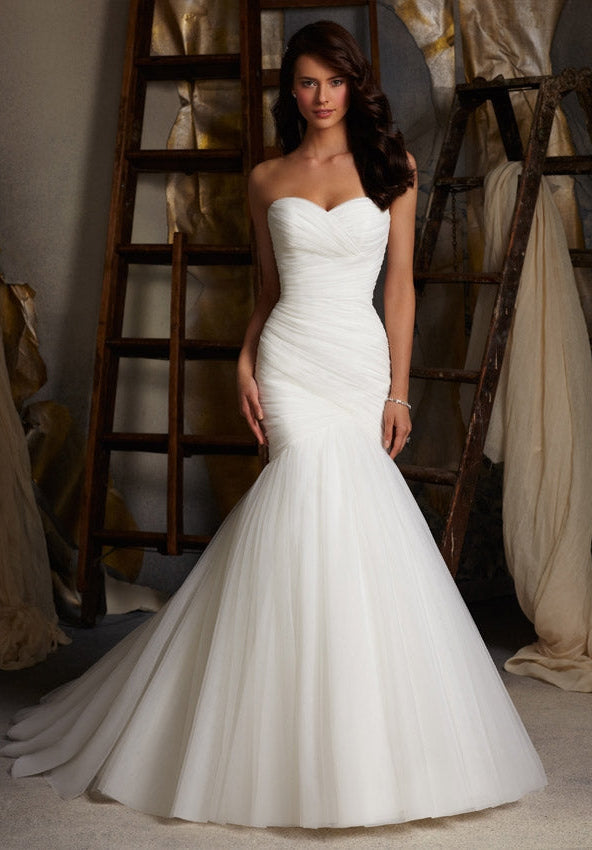 Asymmetrically Draped Net Morilee Bridal Wedding Dress by Morilee