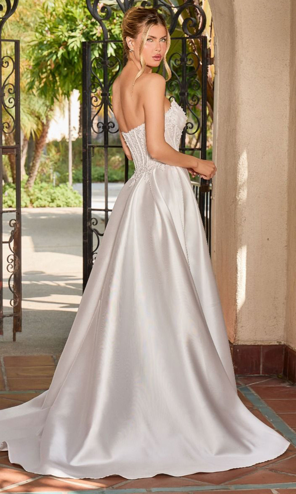 Ladivine CC511W - Embroidered Corset Mikado Bridal Dress
