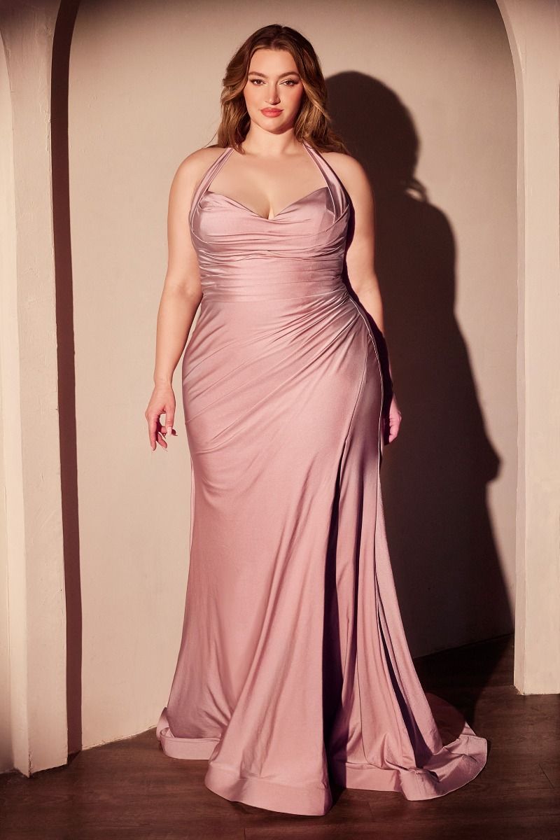 Ladivine CD796C - Ruched Halter Long Gown