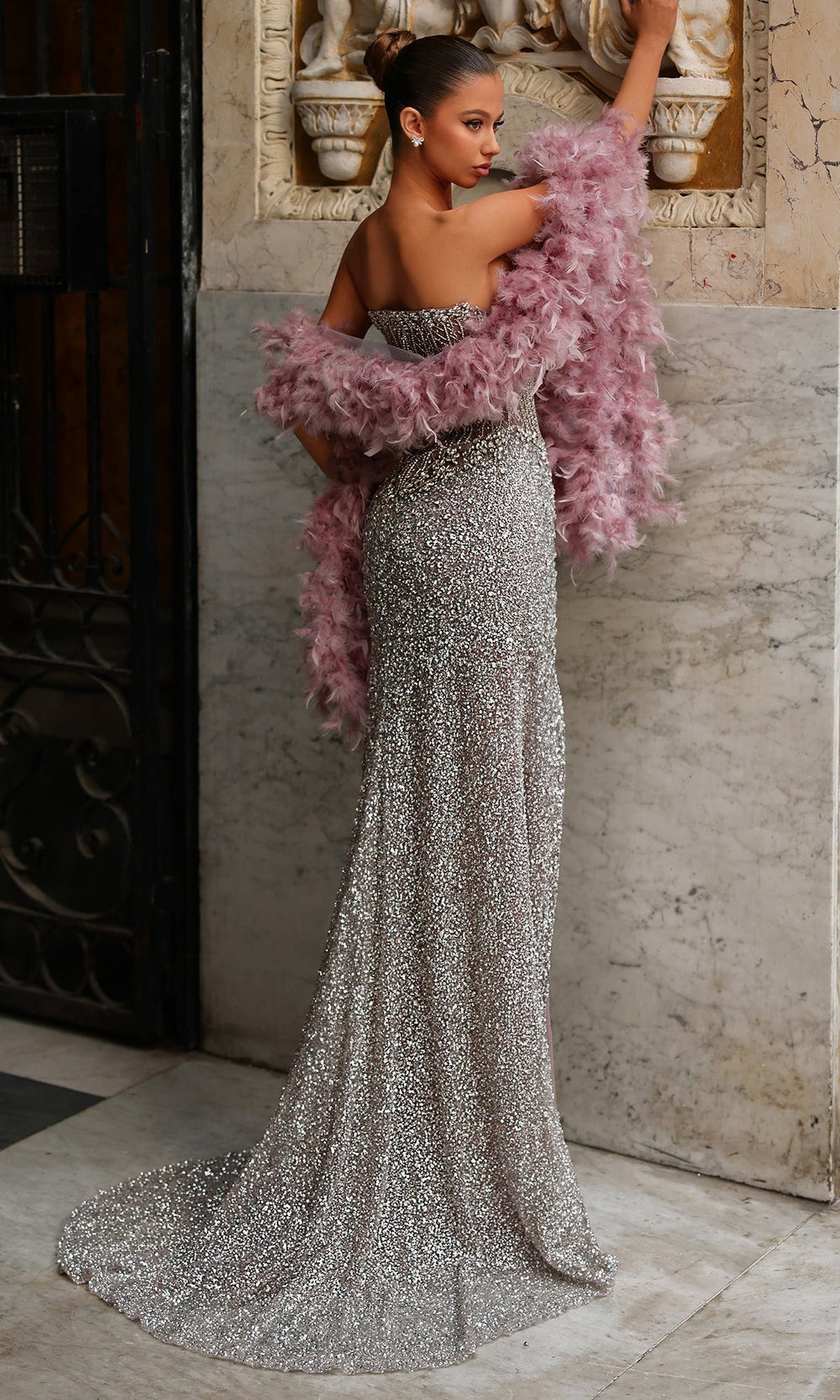 Chic and Holland HF110554 - Corset Bodice Hand Beaded Strapless Dress