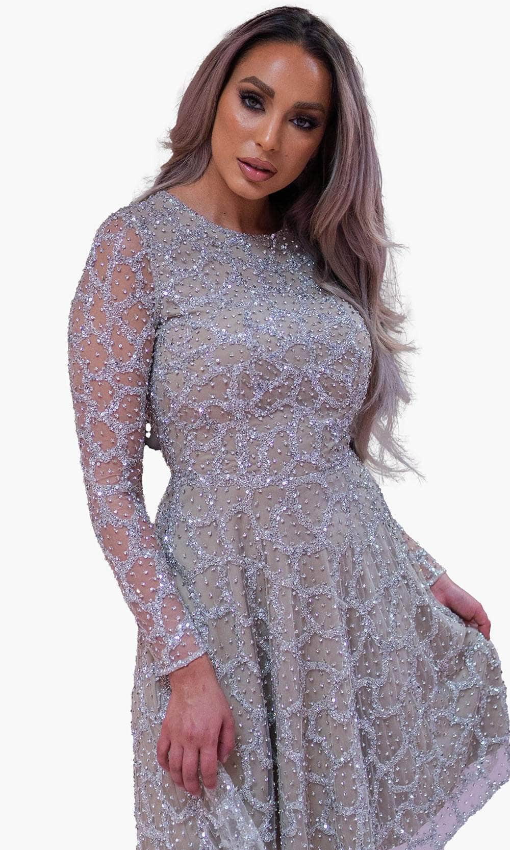 Chic and Holland SD1832 - Jewel Beaded Cocktail Dress - detail view