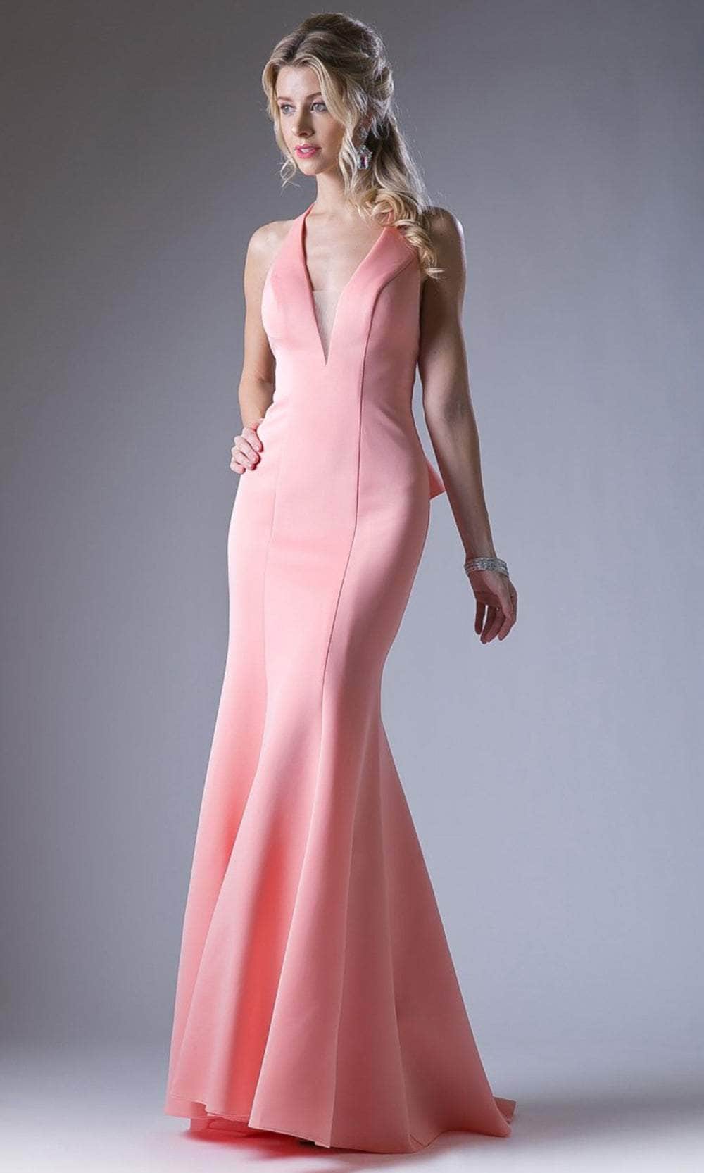 Cinderella Divine 11661 - Ruffled Back Trumpet Halter Gown - designer evening gown at Silhouette Dresses