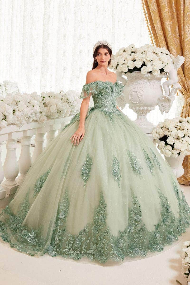 Cinderella Divine 15701 - Off Shoulder Ballgown with Ruffles - view 12