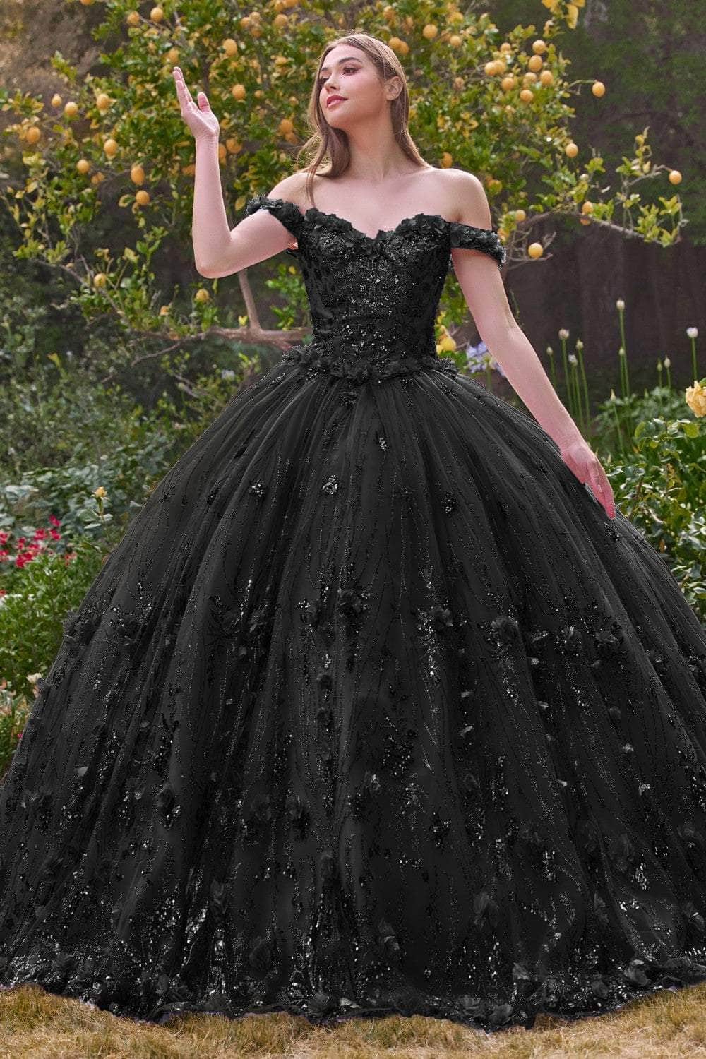 Cinderella Divine 15704 - Floral Appliqué Sweetheart Ballgown - Silhouette Dresses