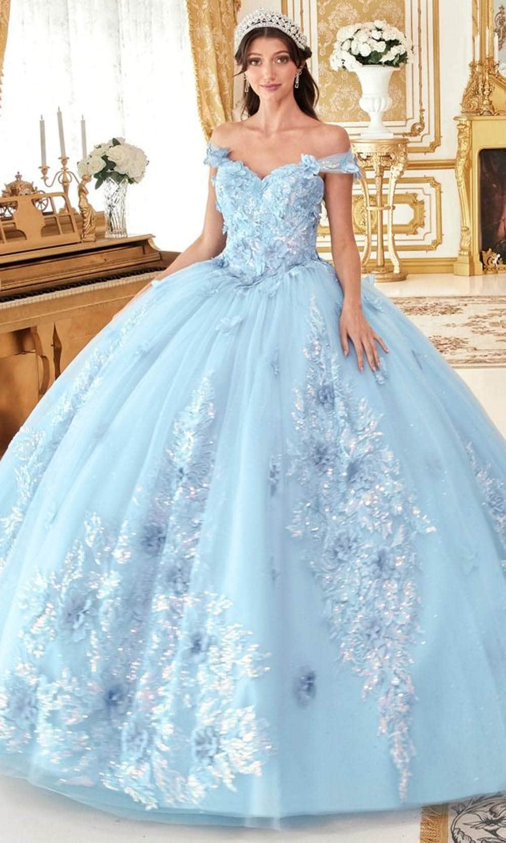 Cinderella Divine 15713 - Sweetheart Ballgown with 3D Floral Appliques - view 4
