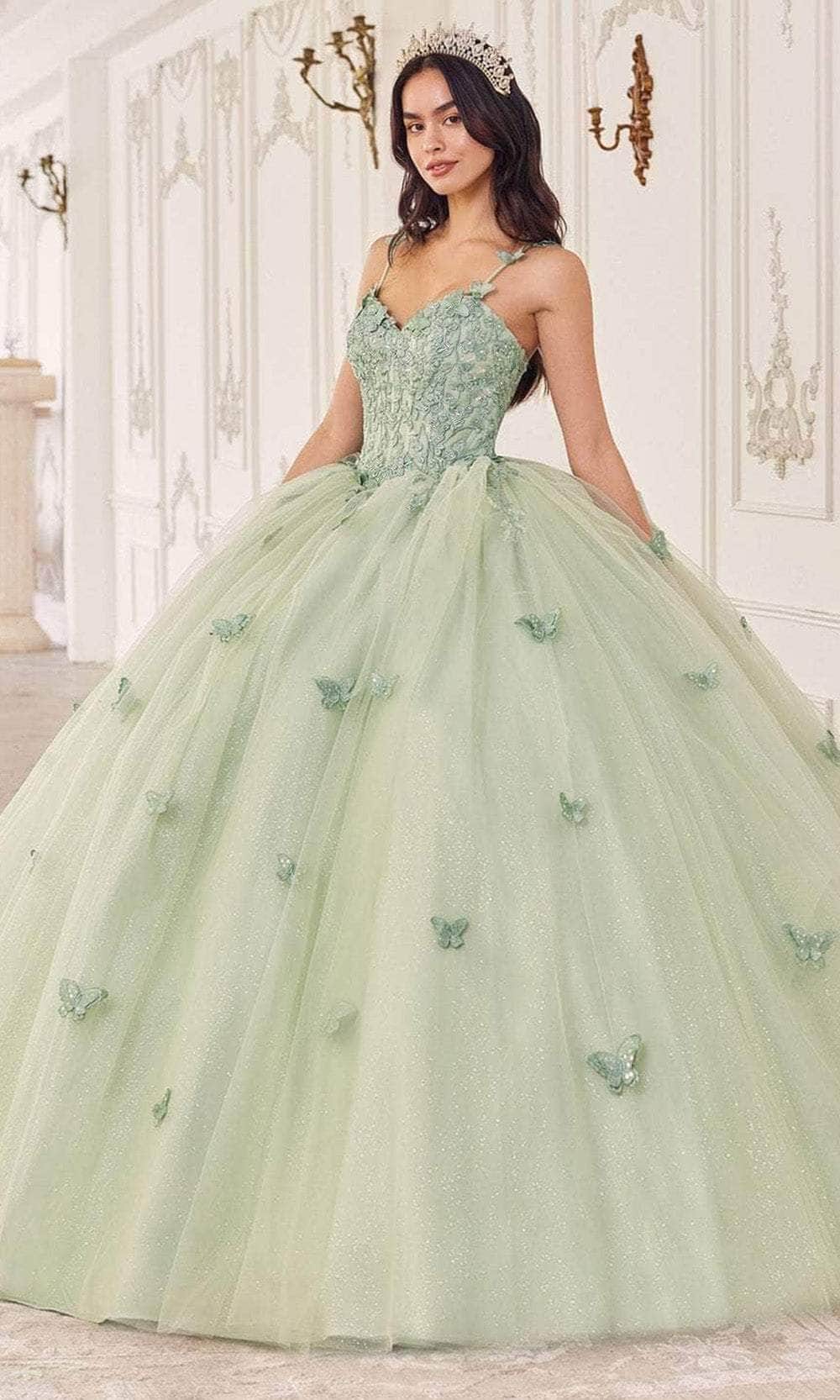 Cinderella Divine 15718 - Floral Applique Ballgown - detail view