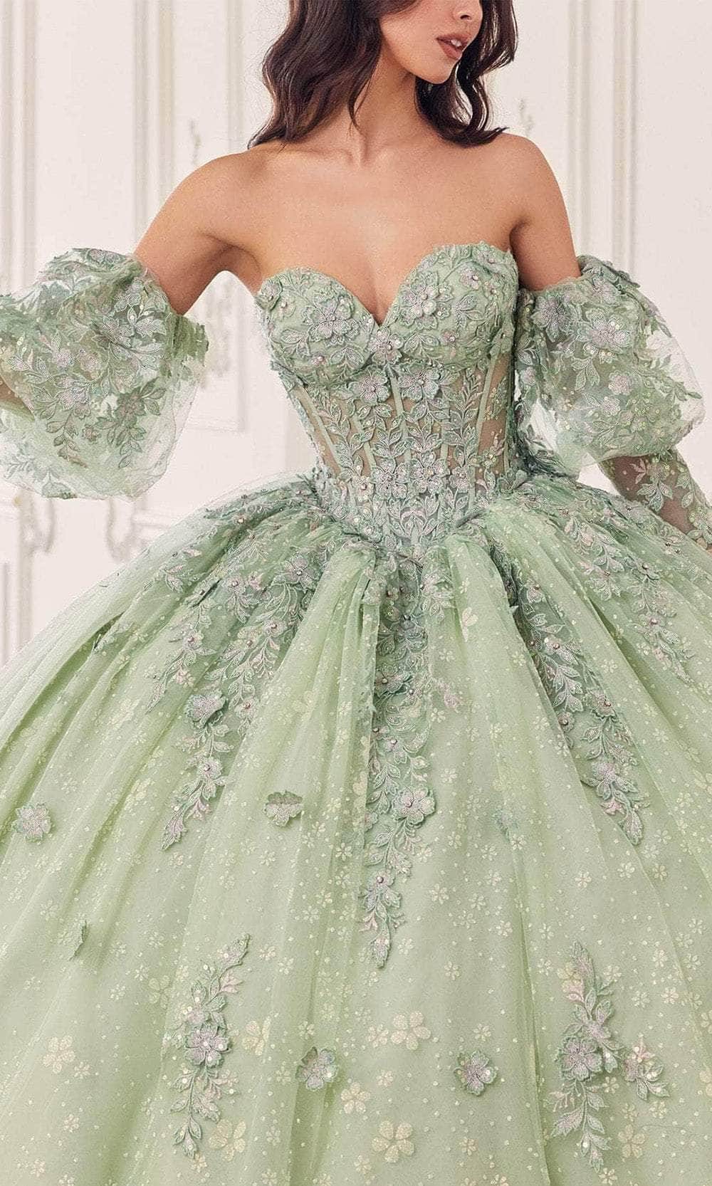 Cinderella Divine 15722 - Ballgown with Statement Puff Sleeves - view 4