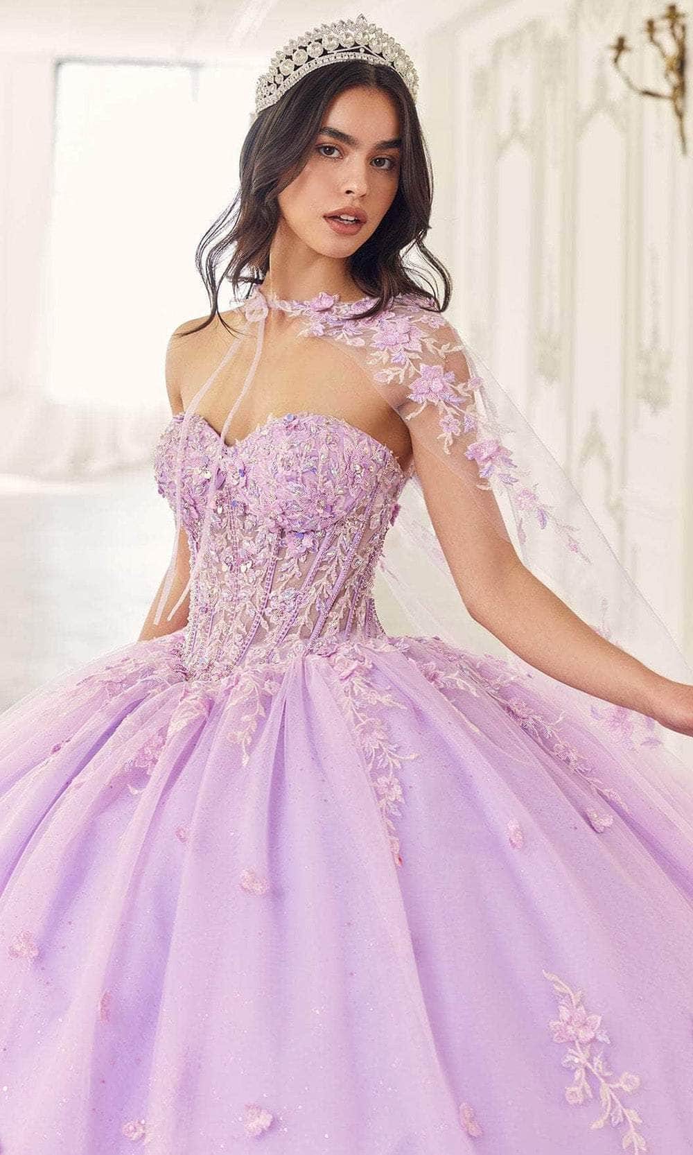 Cinderella Divine 15723 - Ballgown with Embellished Cape - view 6