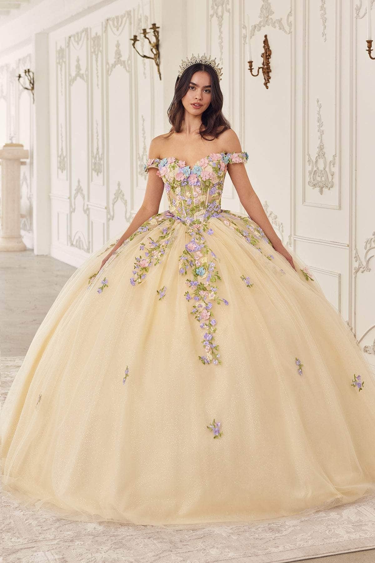 Cinderella Divine 15724 - Floral Multi-Color Ballgown - view 7