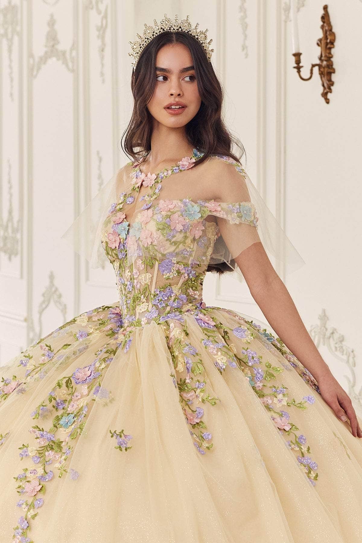 Cinderella Divine 15724 - Floral Multi-Color Ballgown - view 8