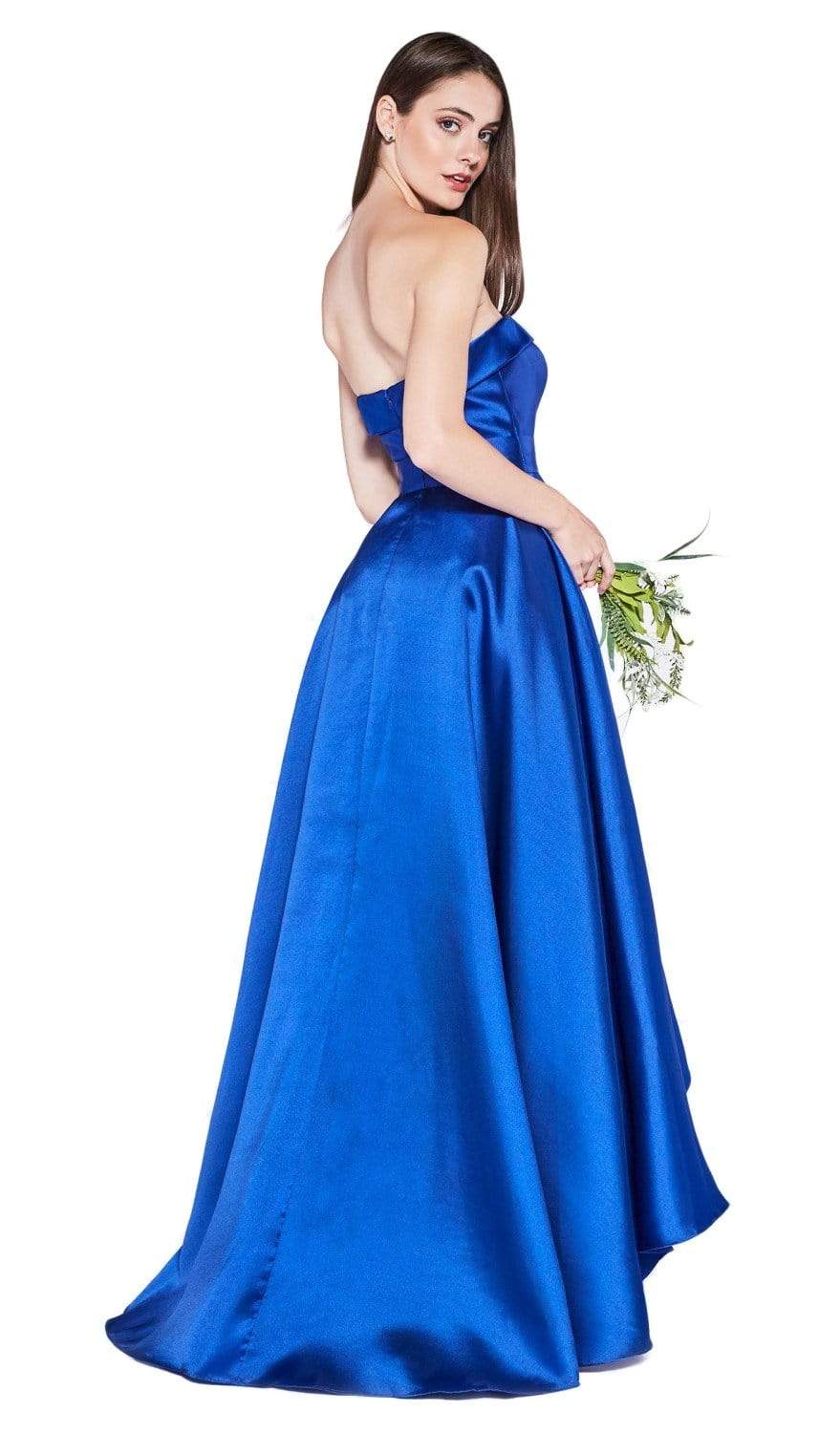 Cinderella Divine - 5277 Strapless Mikado High Low Hem Gown - back view