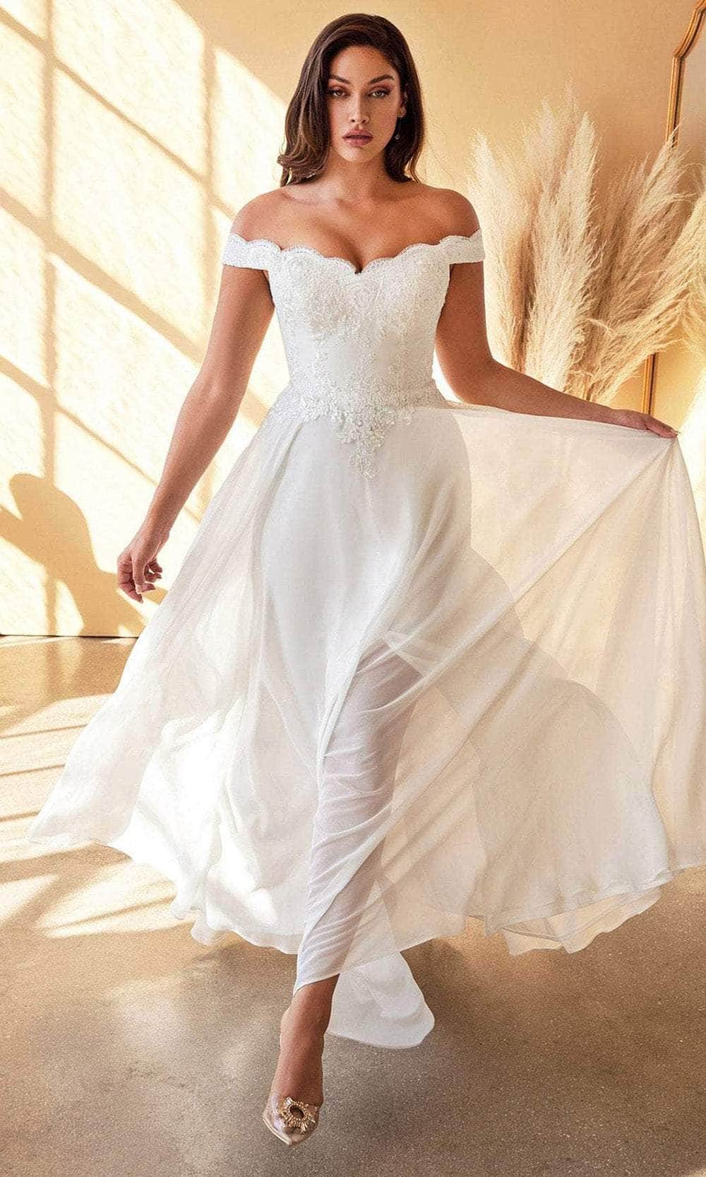 Cinderella Divine 7258W - Off Shoulder Floor Length Bridal Dress - view 5