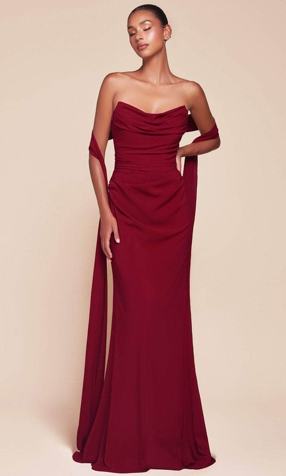Cinderella Divine 7433 - Chiffon Sash Long Gown - Silhouette Dresses