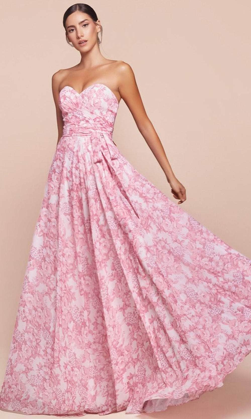 Cinderella Divine 7443 - Floral Sweetheart Evening Gown - detail view