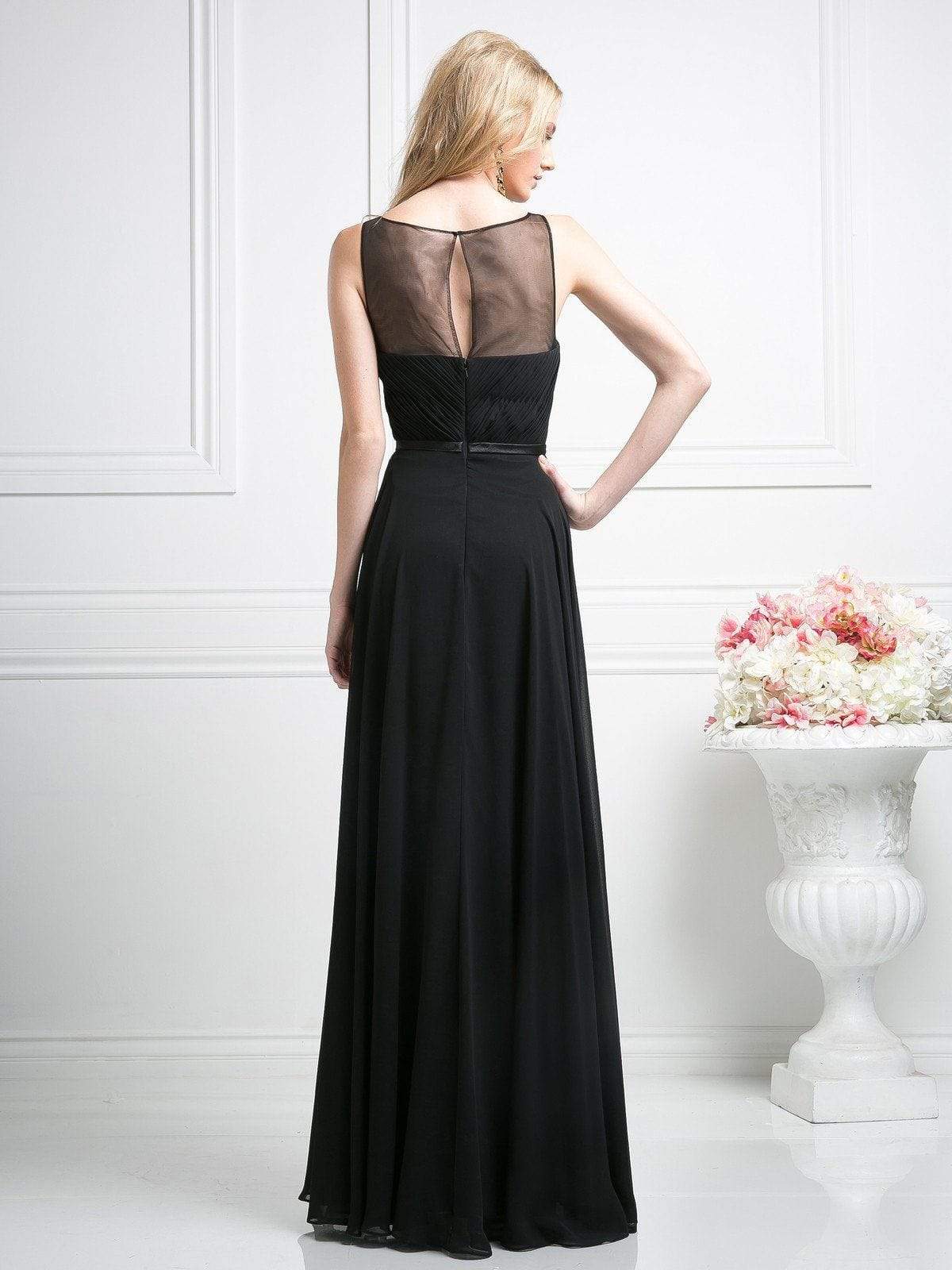 Cinderella Divine - 7458 Illusion Neckline Chiffon Empire Waist Gown - back view