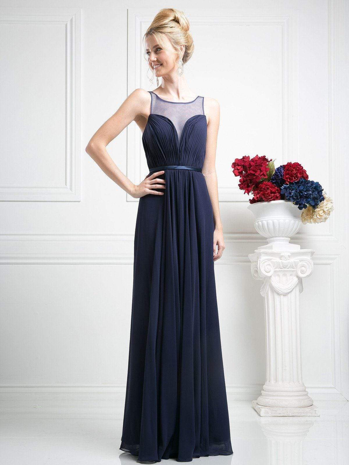 Cinderella Divine - 7458 Illusion Neckline Chiffon Empire Waist Gown - view 10