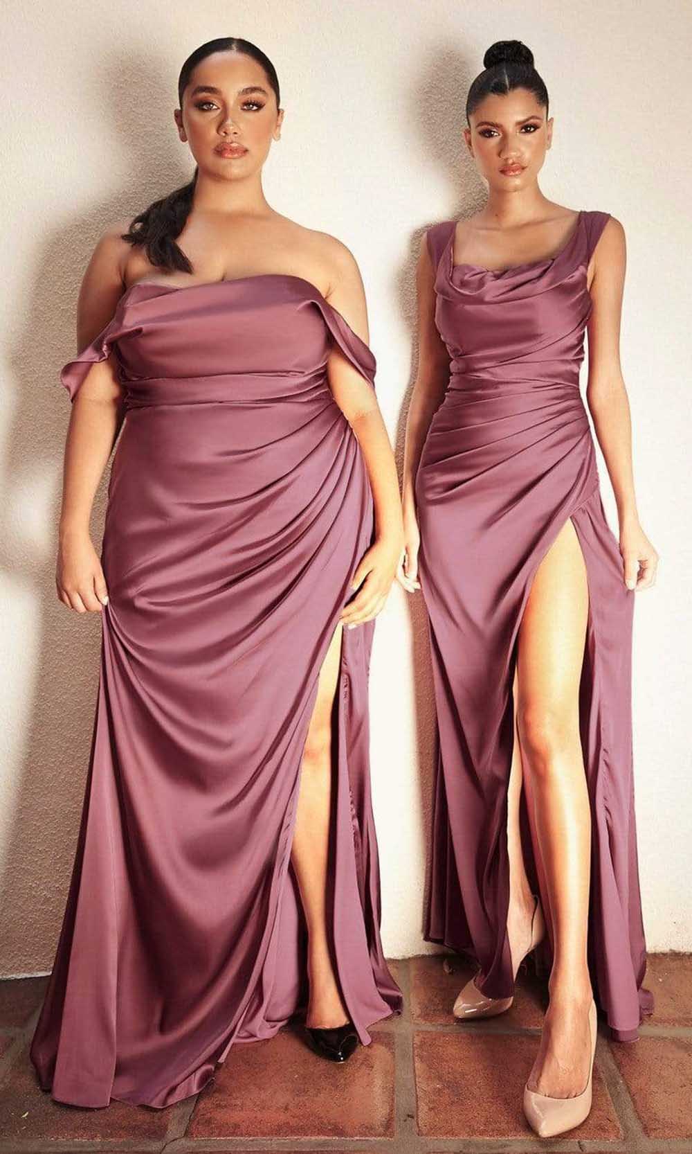 Cinderella Divine - 7488 Draped Off Shoulder Gown With Slit - view 5