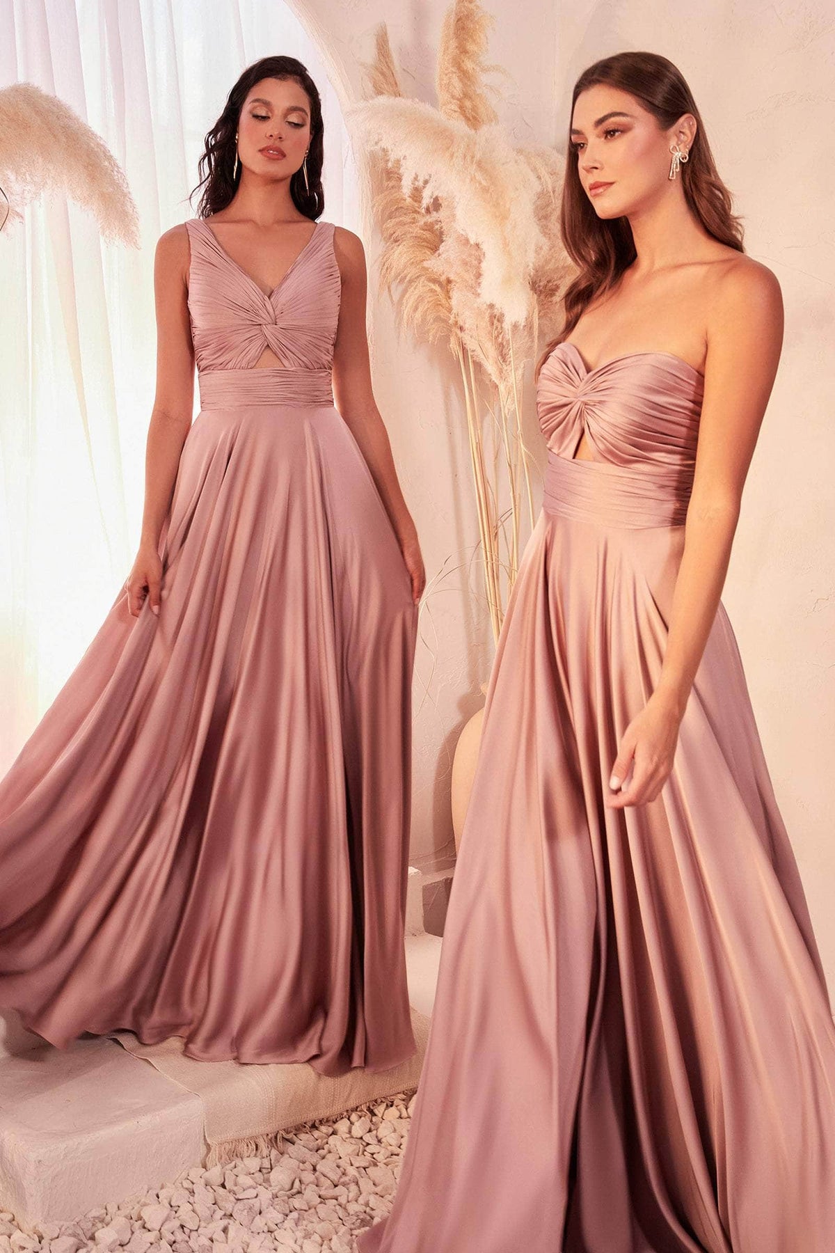 Cinderella Divine 7496 - Strapless Satin A-line Gown with Keyhole - view 6