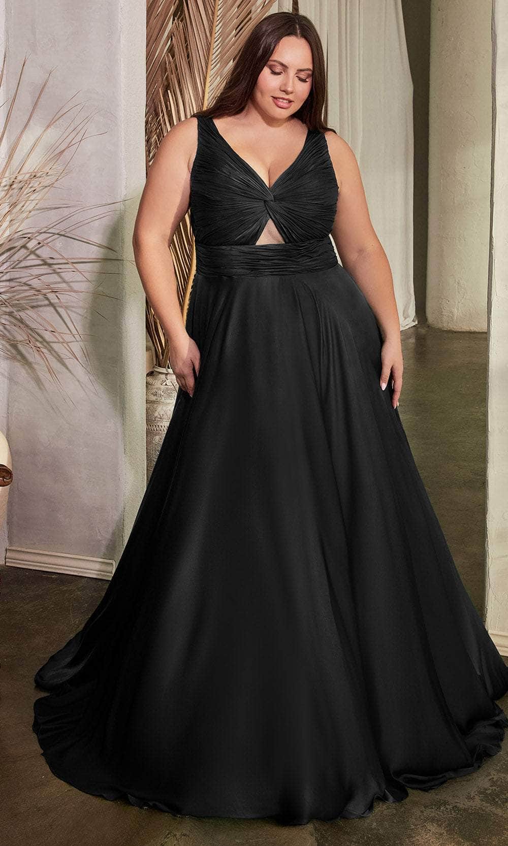 Cinderella Divine 7497 - V-Neck Prom Dress with Knotted Ruching - view 14