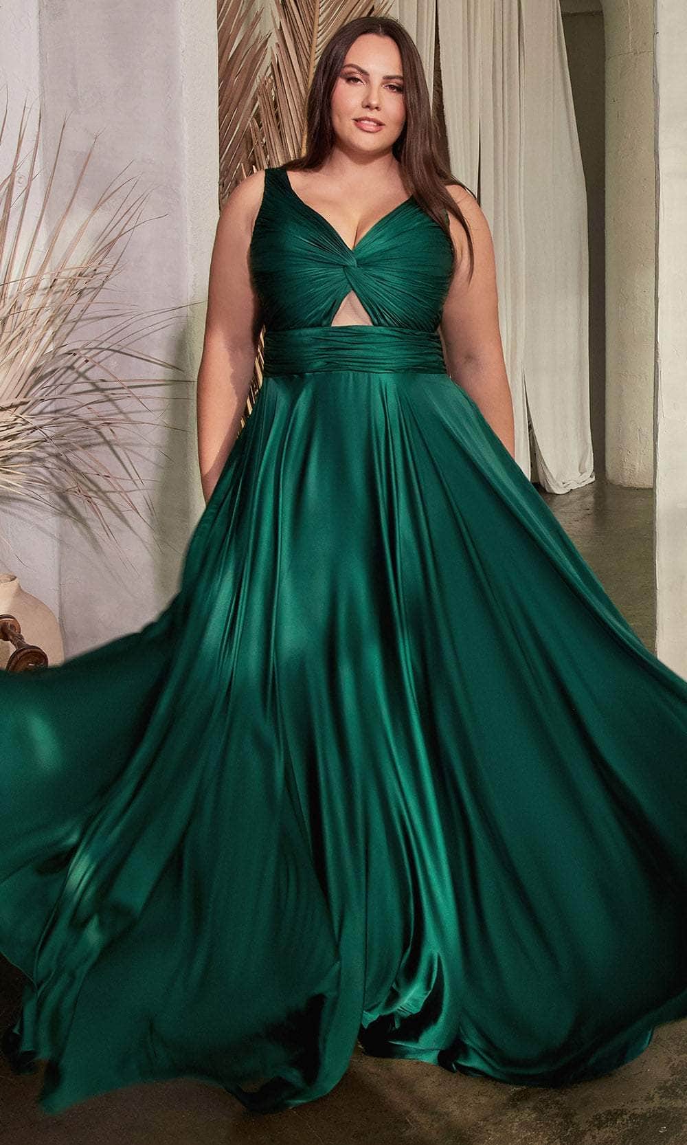 Cinderella Divine 7497 - V-Neck Prom Dress with Knotted Ruching - Silhouette Dresses