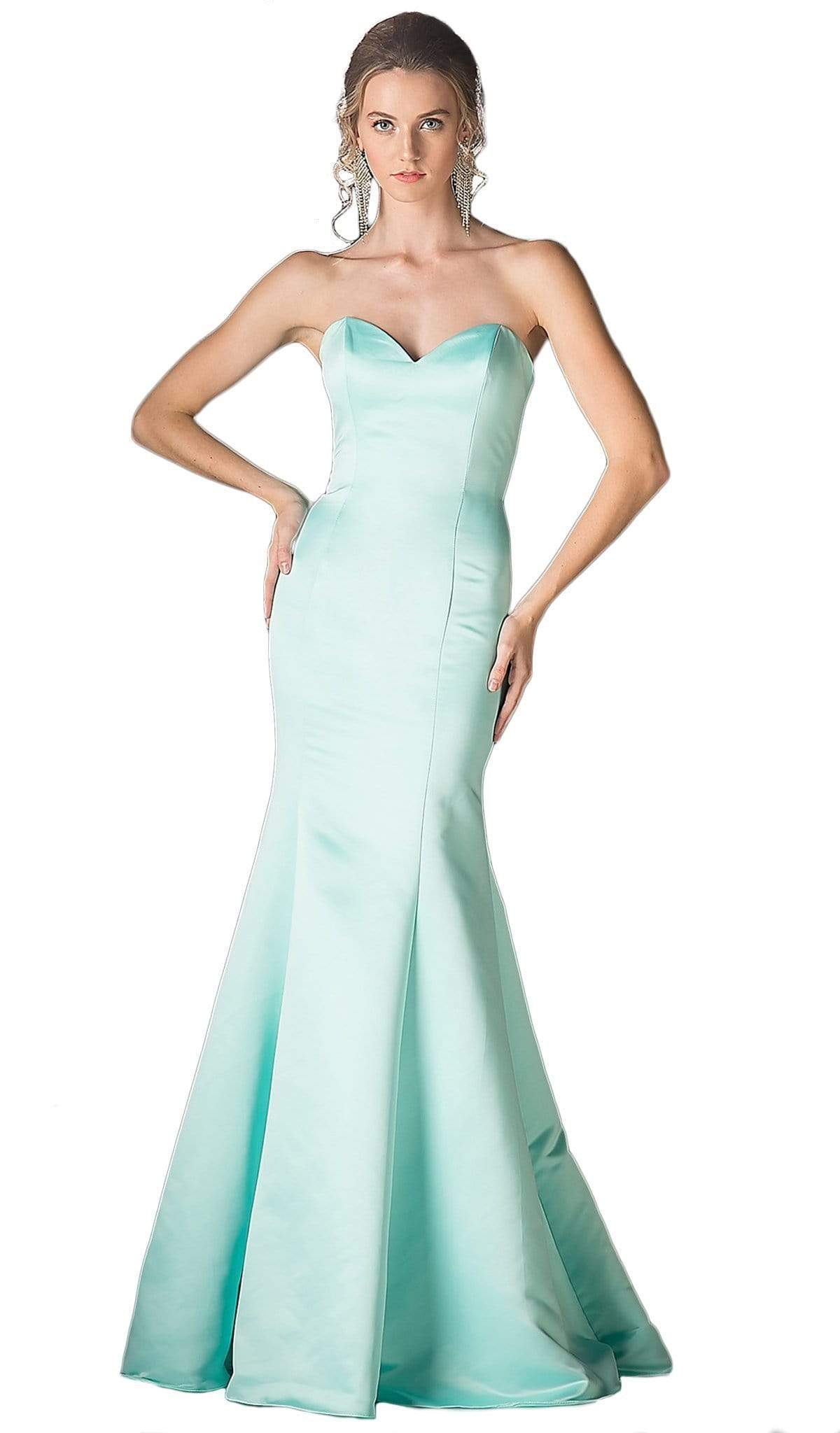 Cinderella Divine - 8792 Strapless Sweetheart Satin Trumpet Gown - back view